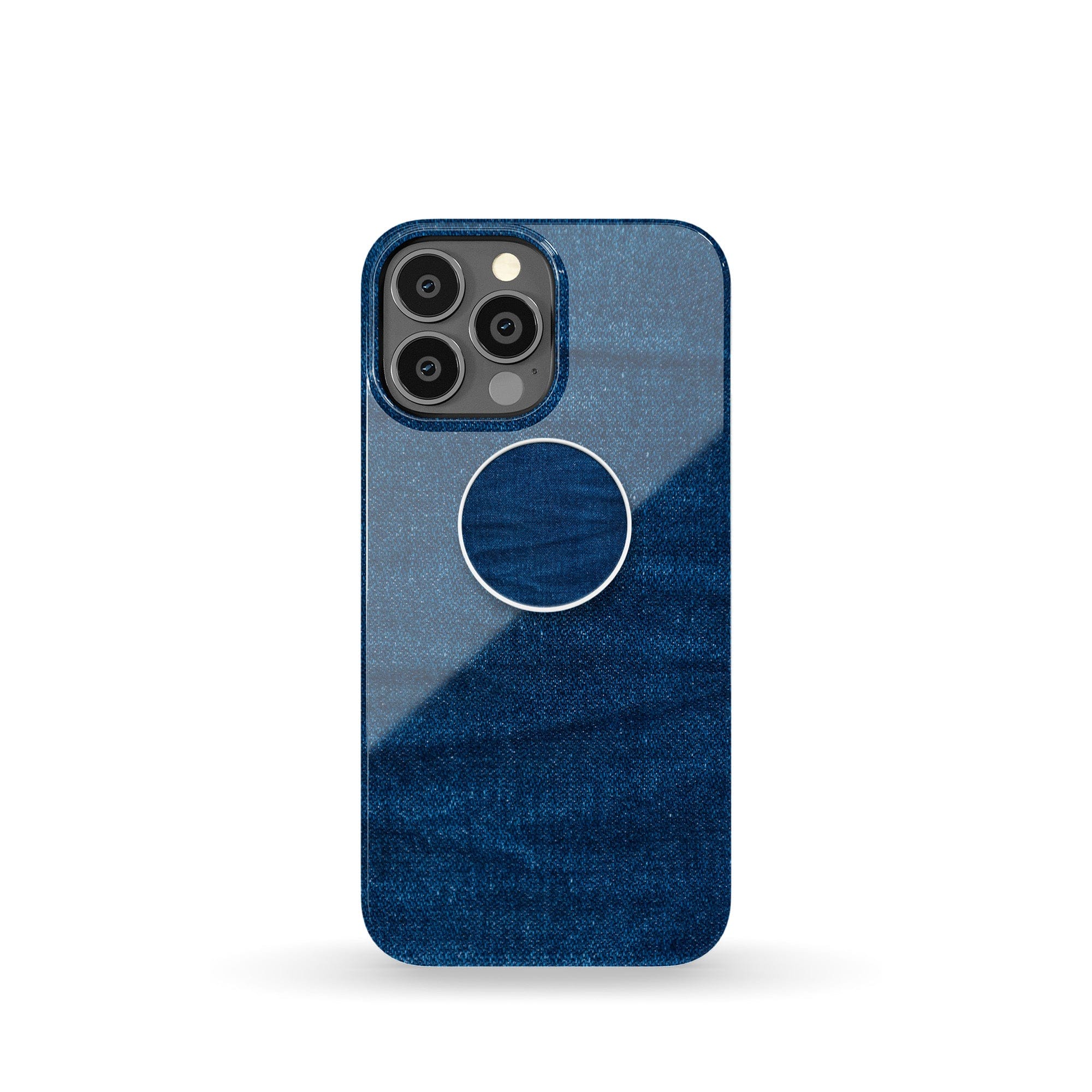 Denim Blues | Blue Jean Pattern Foldable Phone Grip in White