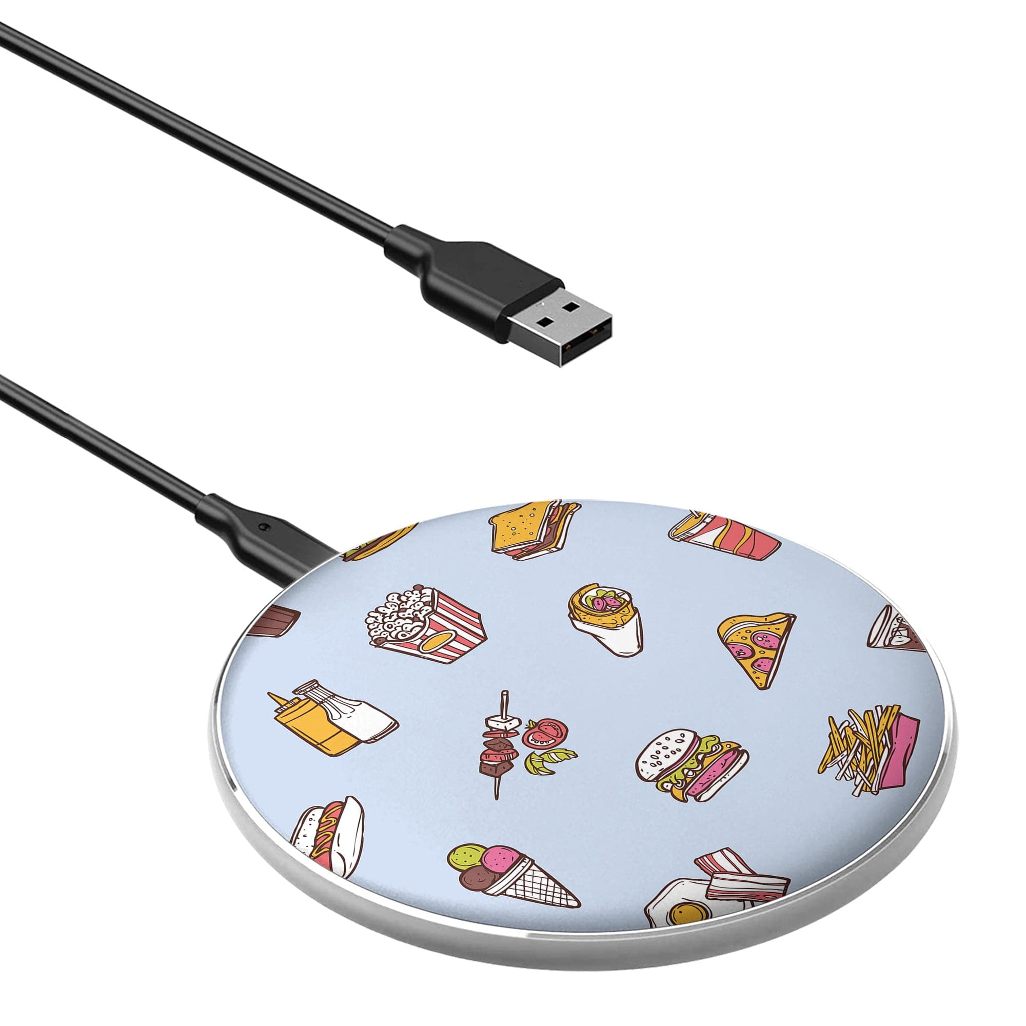 F My Diet | Junk Food Wireless Charging Pad in Silver