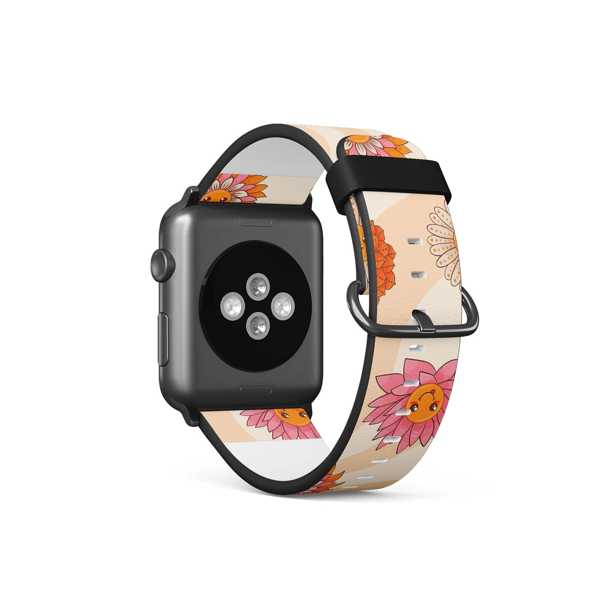 Far Out | Floral Smiley Face Apple Watch Band for 38/40/41 mm Watch in Black