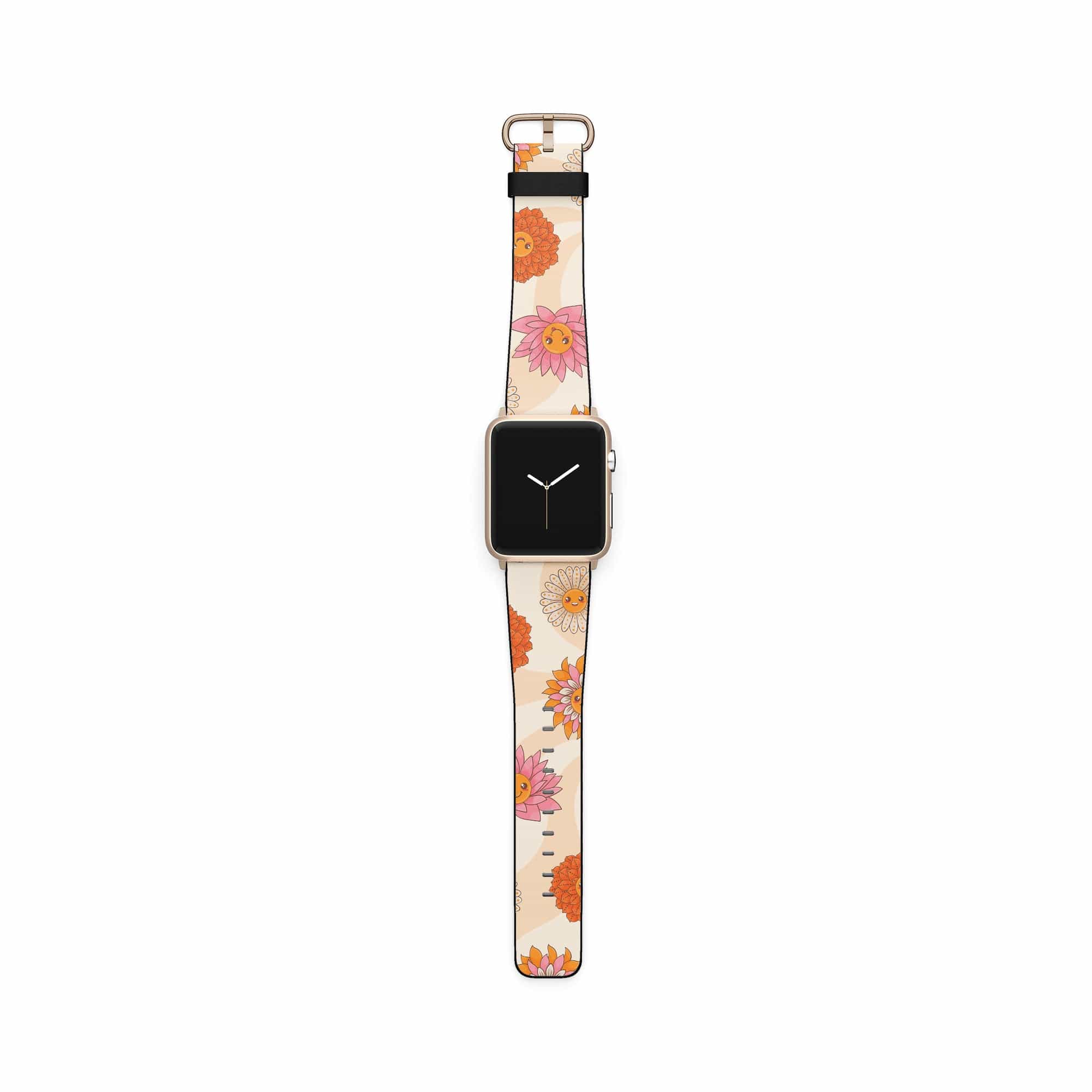 Far Out | Floral Smiley Face Apple Watch Band for 38/40/41 mm Watch in Gold