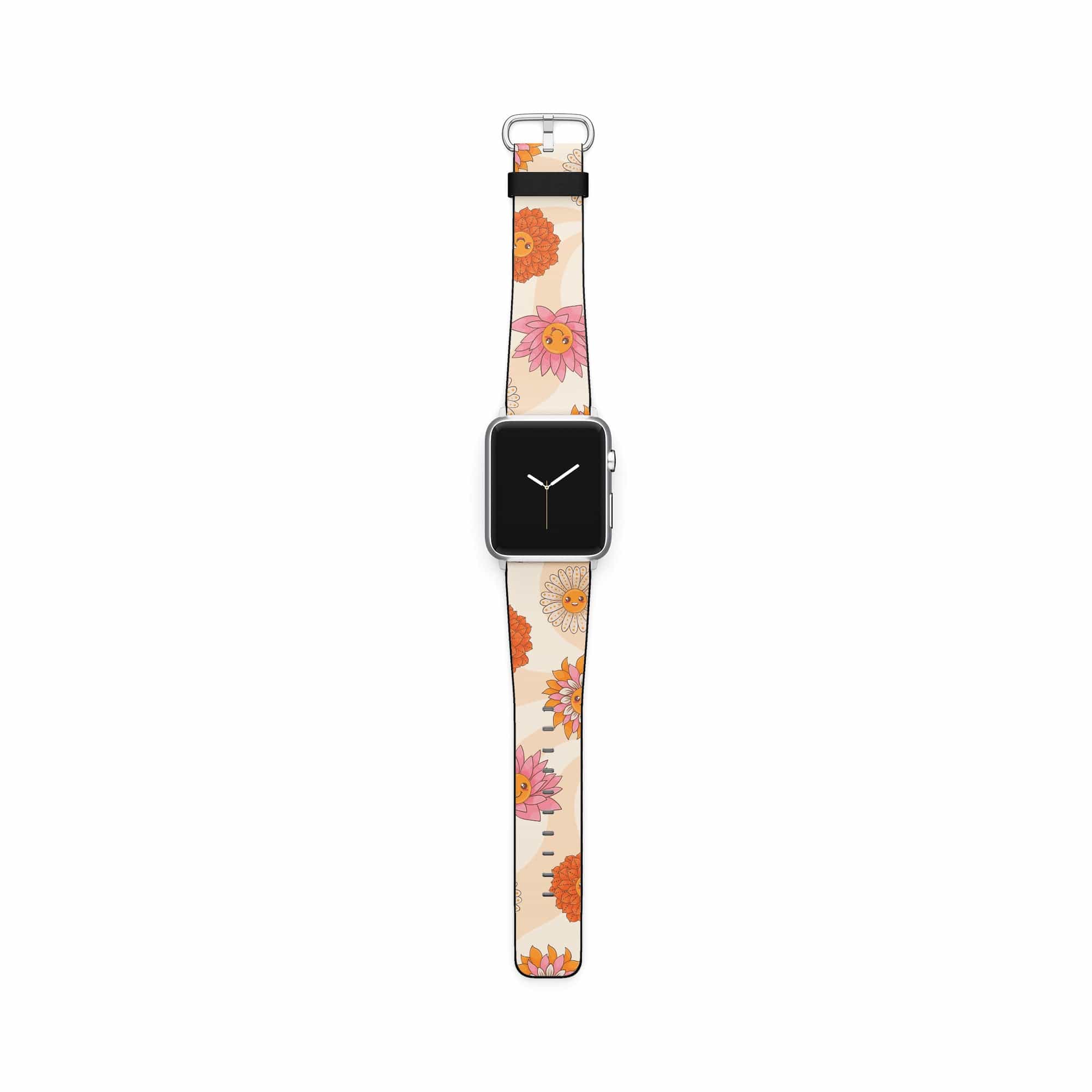 Far Out | Floral Smiley Face Apple Watch Band for 38/40/41 mm Watch in Silver