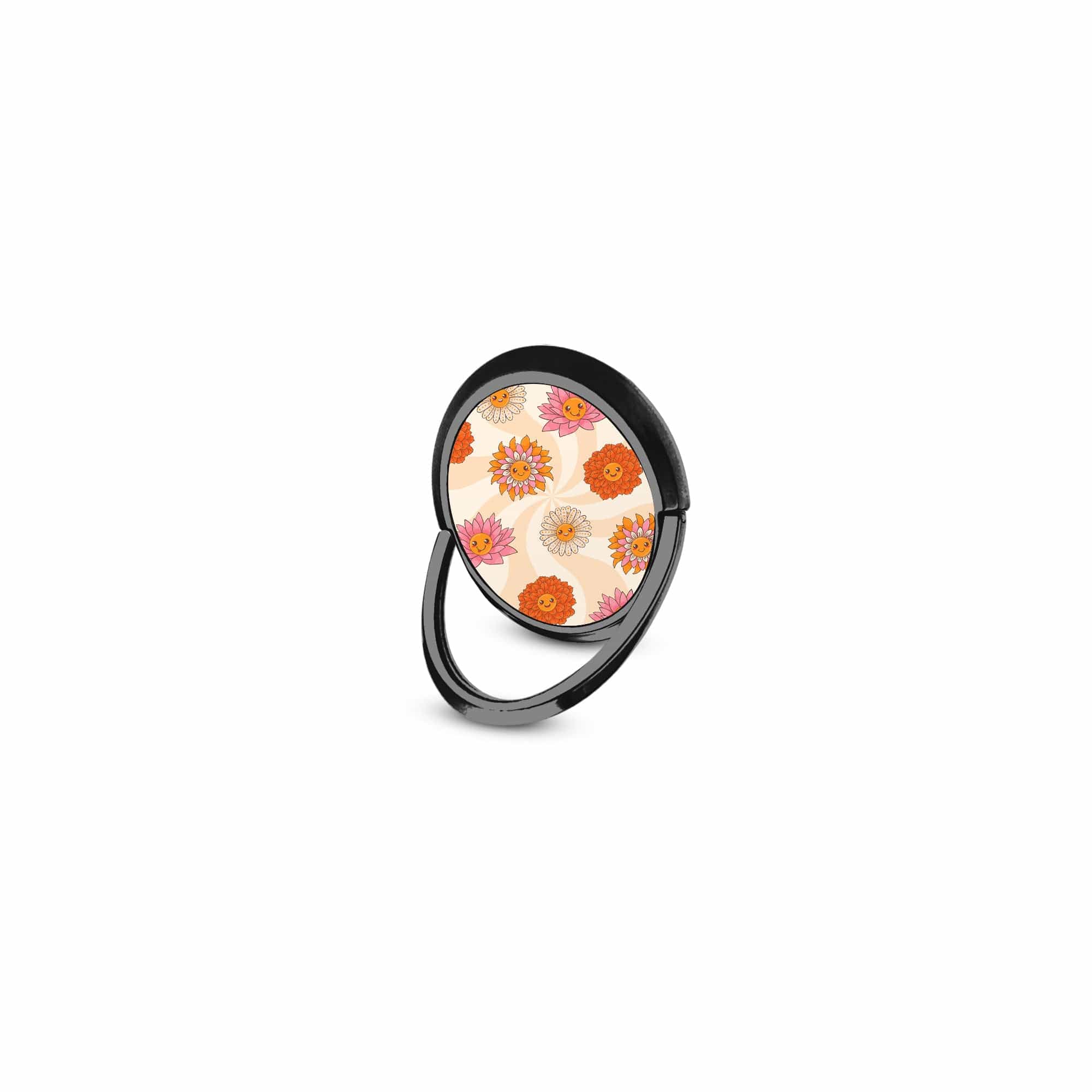 Far Out | Floral Smiley Face Ring Holder in Black