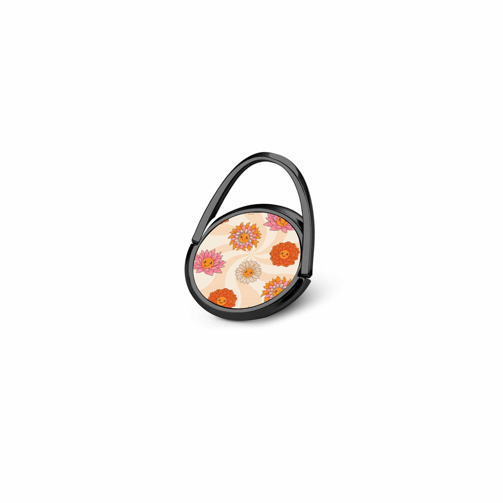 Far Out | Floral Smiley Face Ring Holder in Black