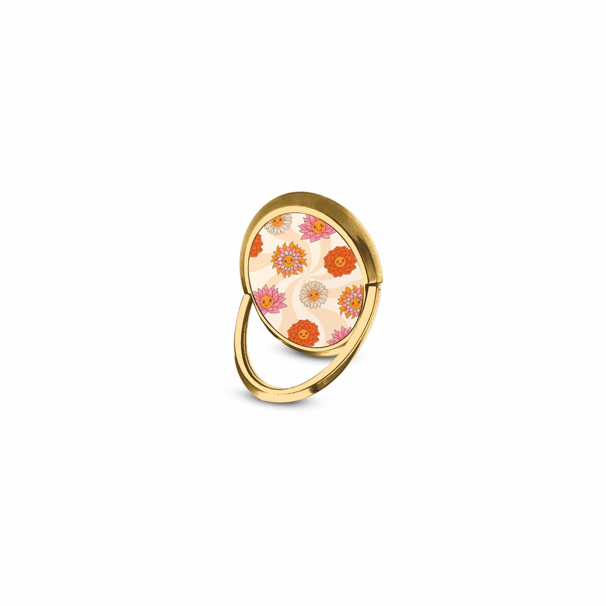 Far Out | Floral Smiley Face Ring Holder in Gold