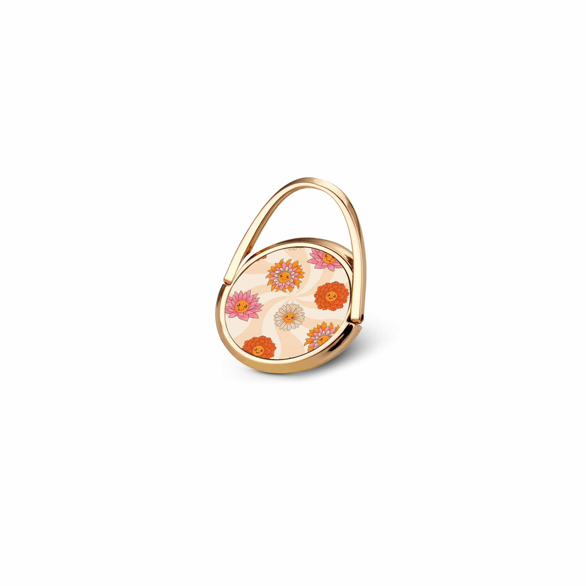 Far Out | Floral Smiley Face Ring Holder in Gold