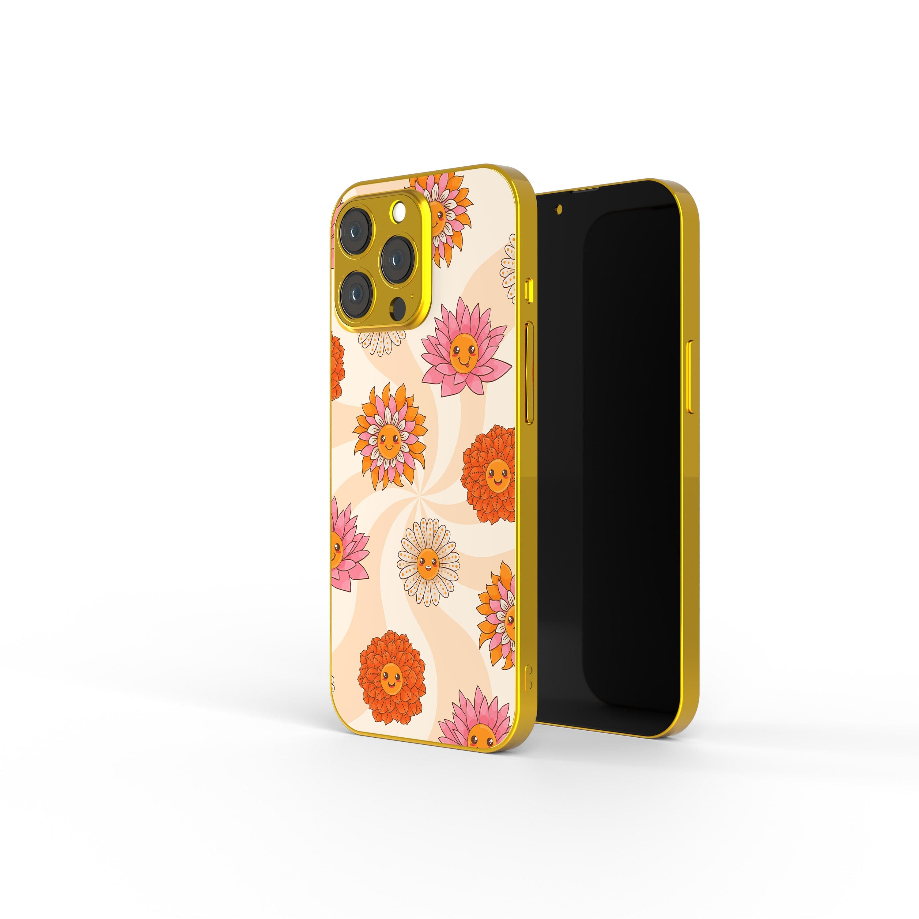 Far Out | Floral Smiley Face Precious Metals Case in Gold