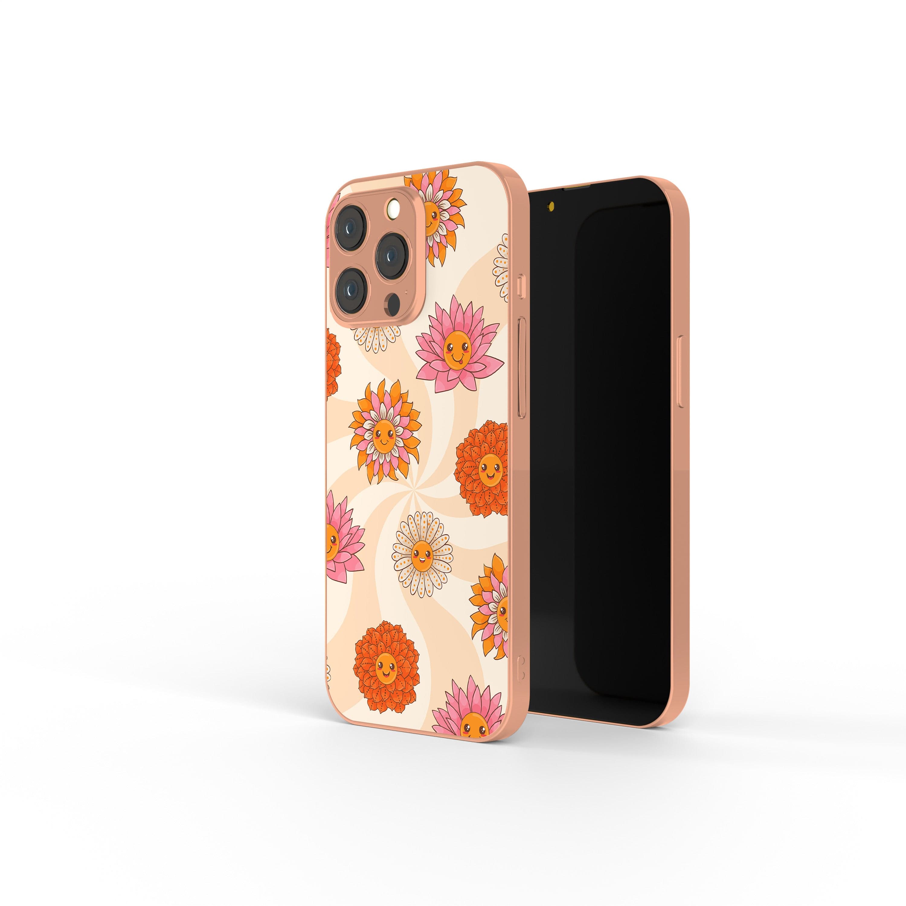 Far Out | Floral Smiley Face Precious Metals Case in Rose Gold