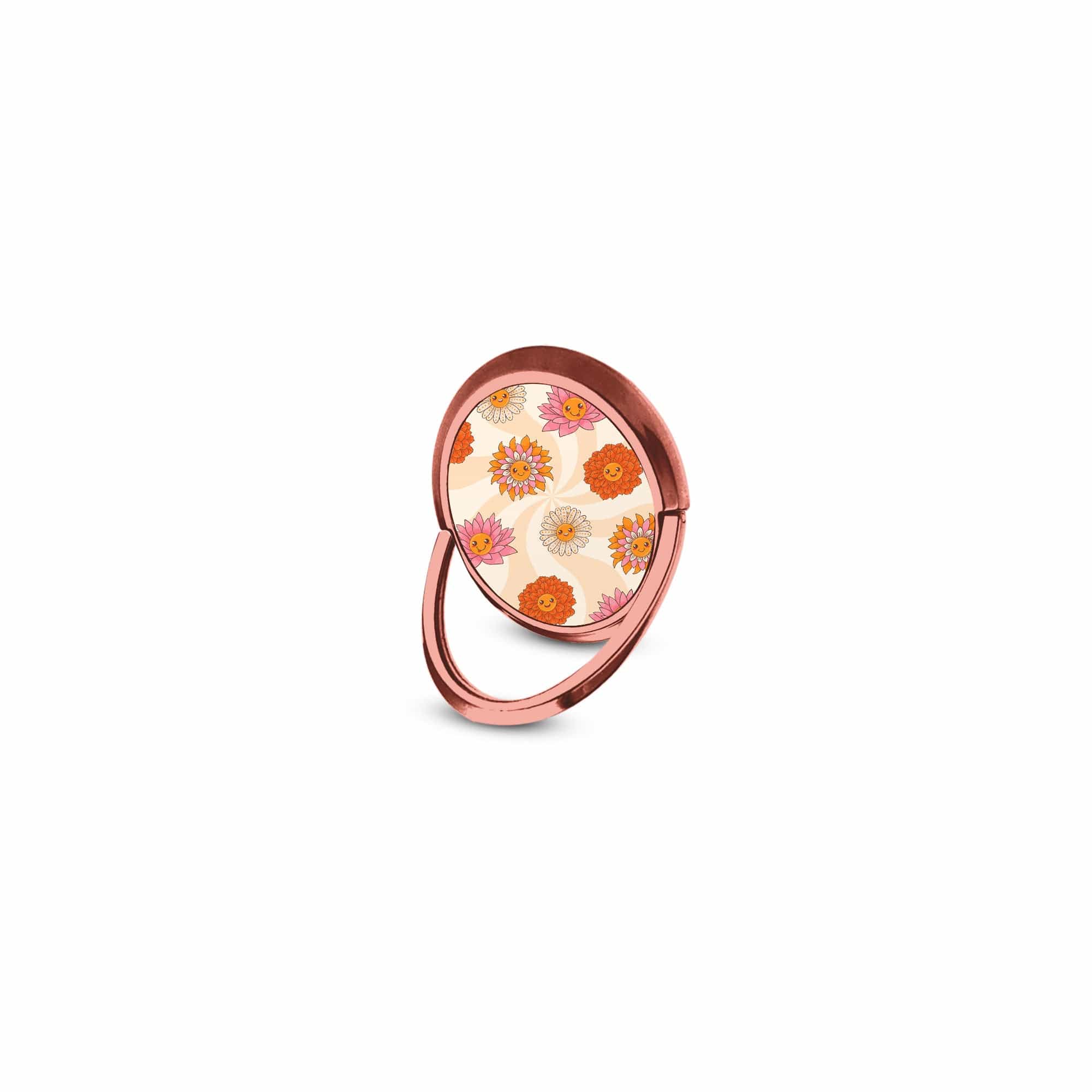 Far Out | Floral Smiley Face Ring Holder in Rose Gold