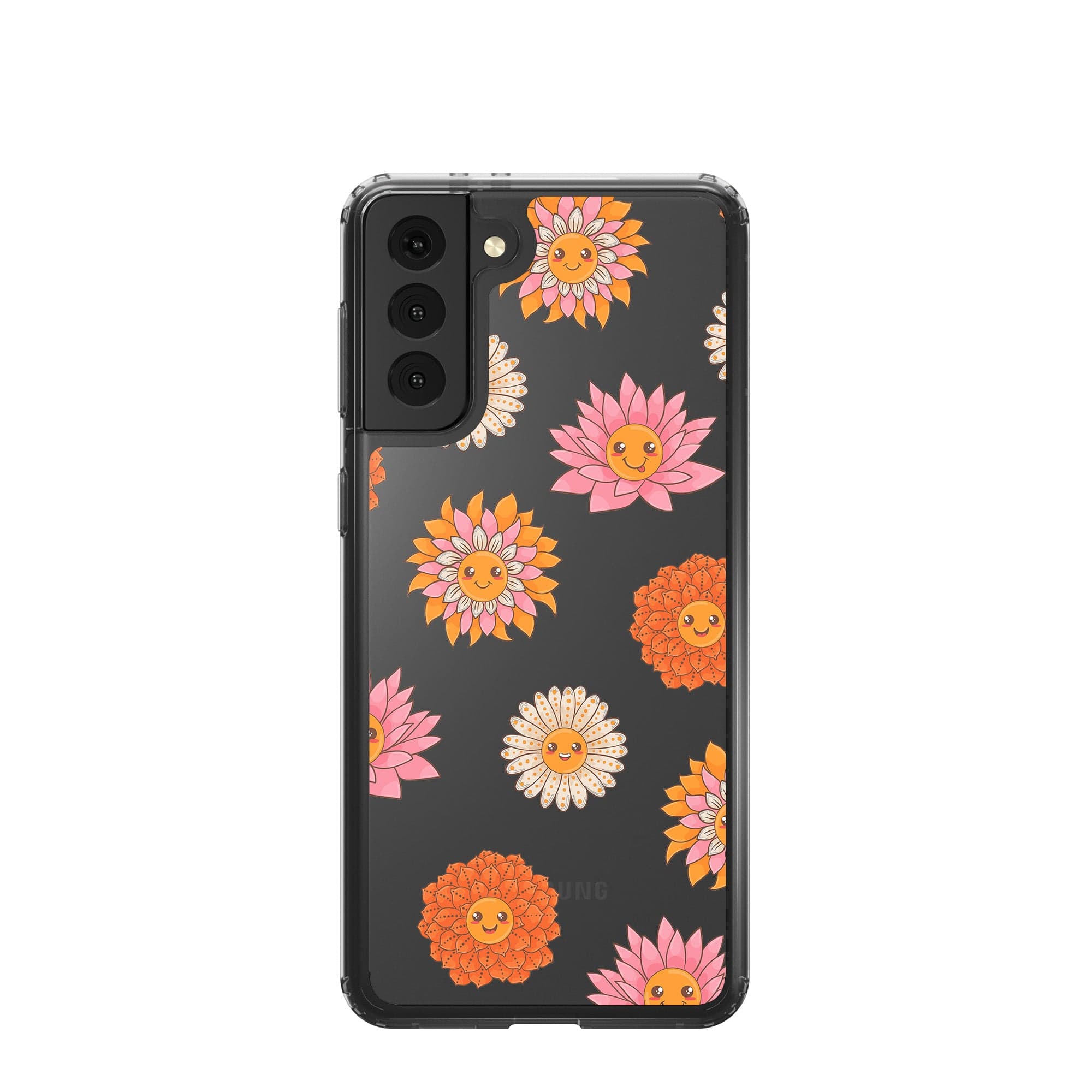 Far Out | Floral Smiley Face Samsung Case Clear for Galaxy S21 Plus