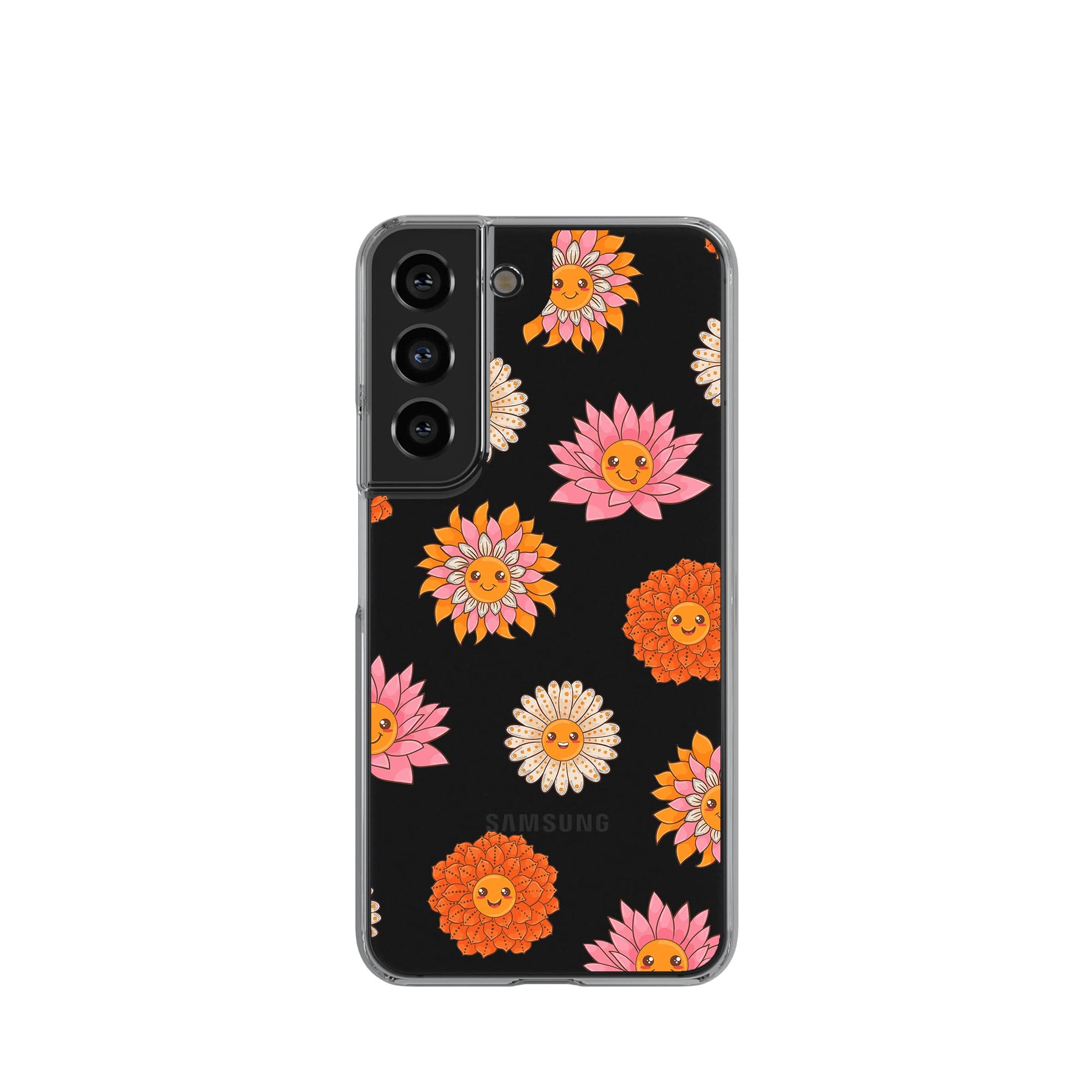 Far Out | Floral Smiley Face Samsung Case Clear for Galaxy S22