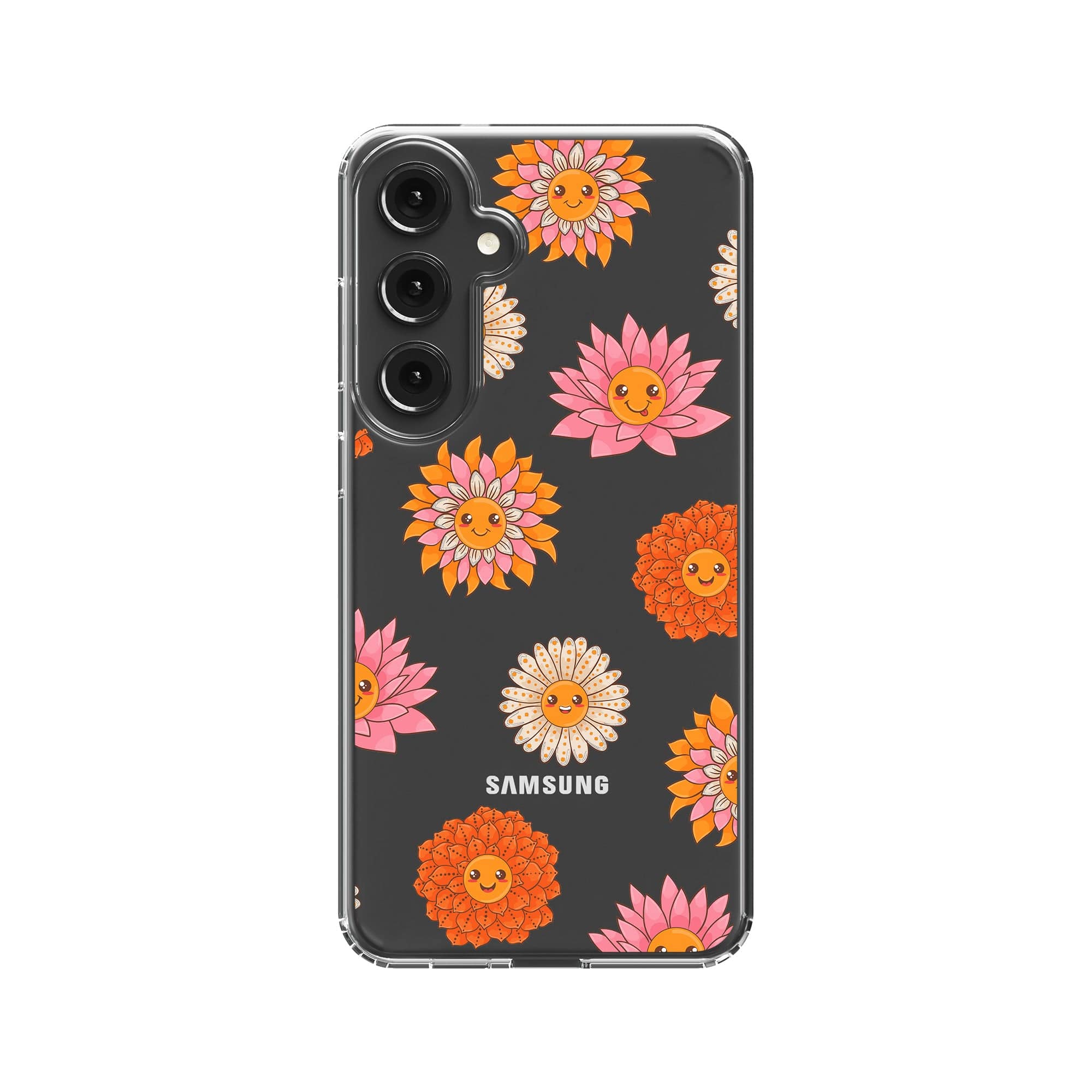 Far Out | Floral Smiley Face Samsung Case Clear for Galaxy S24 Plus