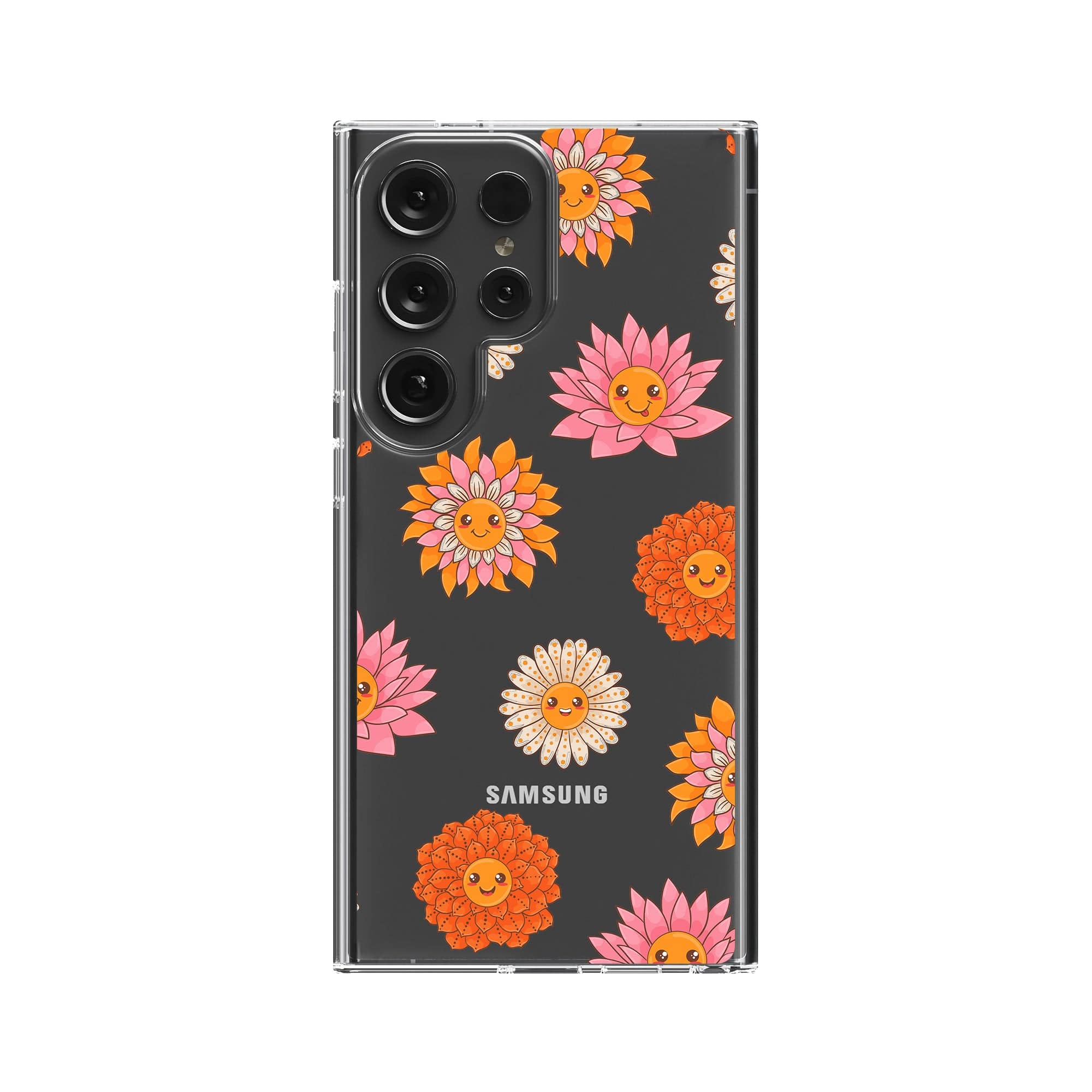 Far Out | Floral Smiley Face Samsung Case Clear for Galaxy S24 Ultra