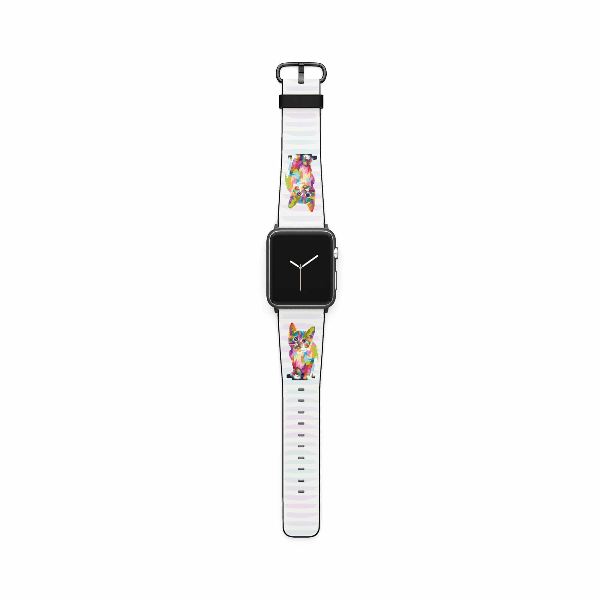 Fractal Canvas | Abstract Cat Apple Watch Band for 38/40/41 mm Watch in Black