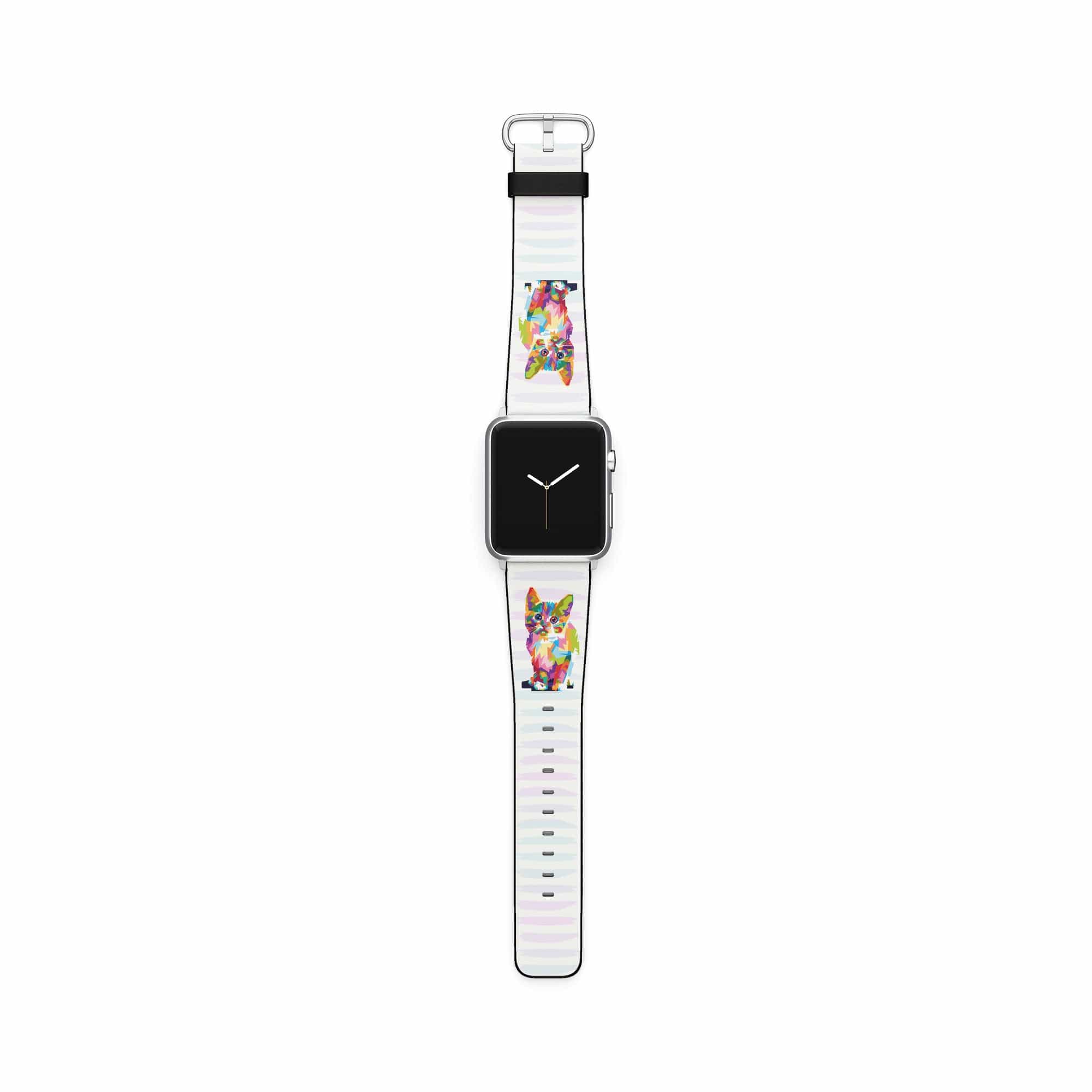 Fractal Canvas | Abstract Cat Apple Watch Band for 38/40/41 mm Watch in Silver