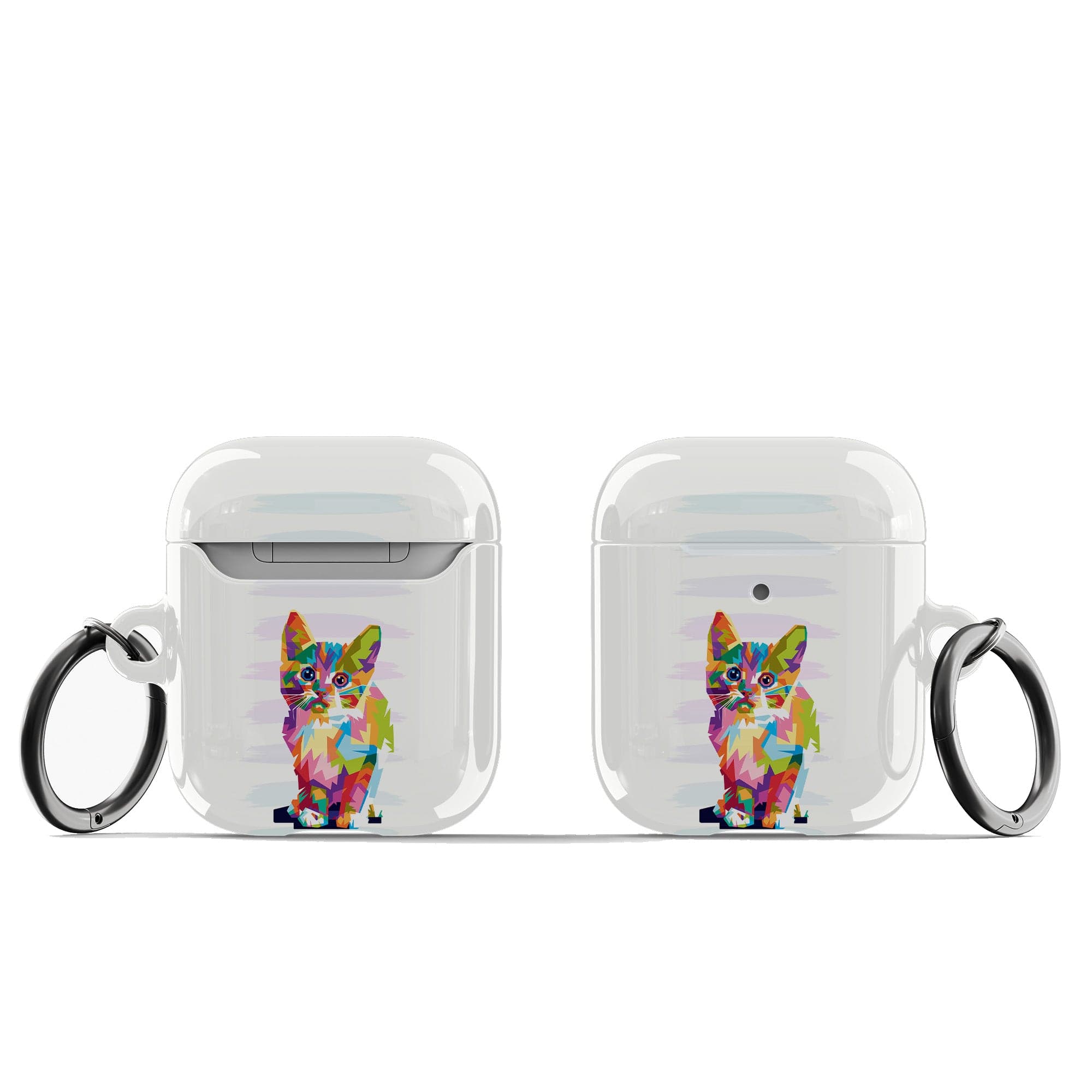 Fractal Canvas | Abstract Cat Apple AirPods Case for AirPods 1&2 Black