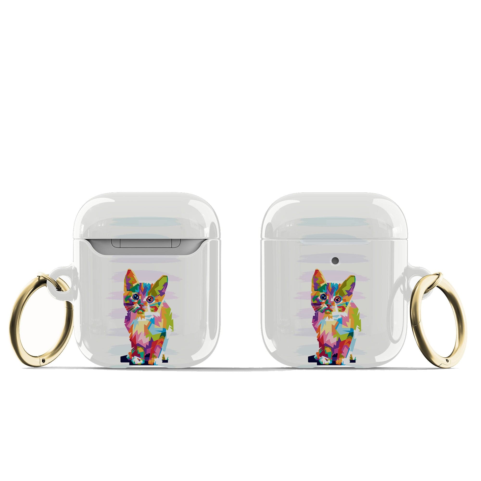 Fractal Canvas | Abstract Cat Apple AirPods Case for AirPods 1&2 Gold