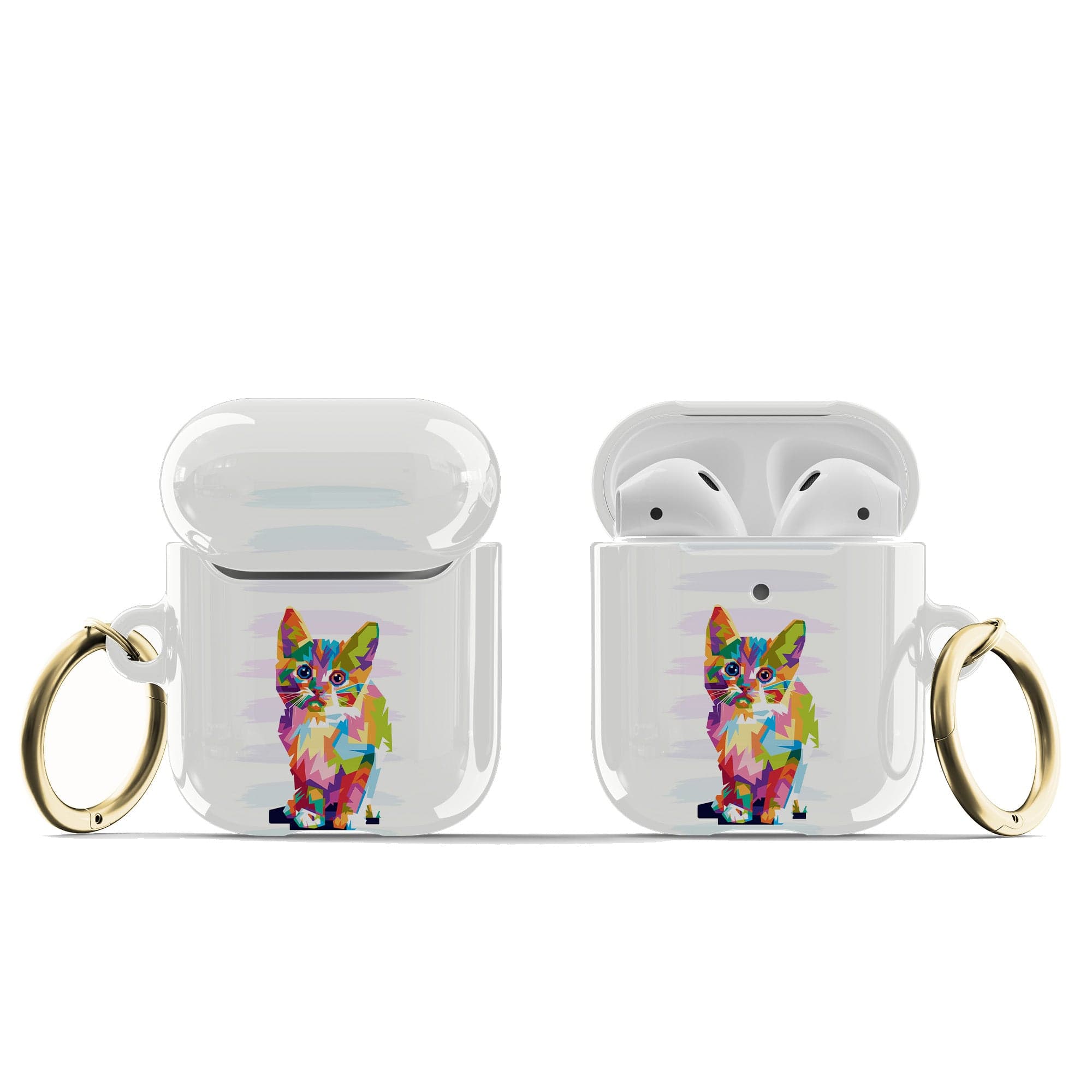 Fractal Canvas | Abstract Cat Apple AirPods Case for AirPods 1&2 Gold