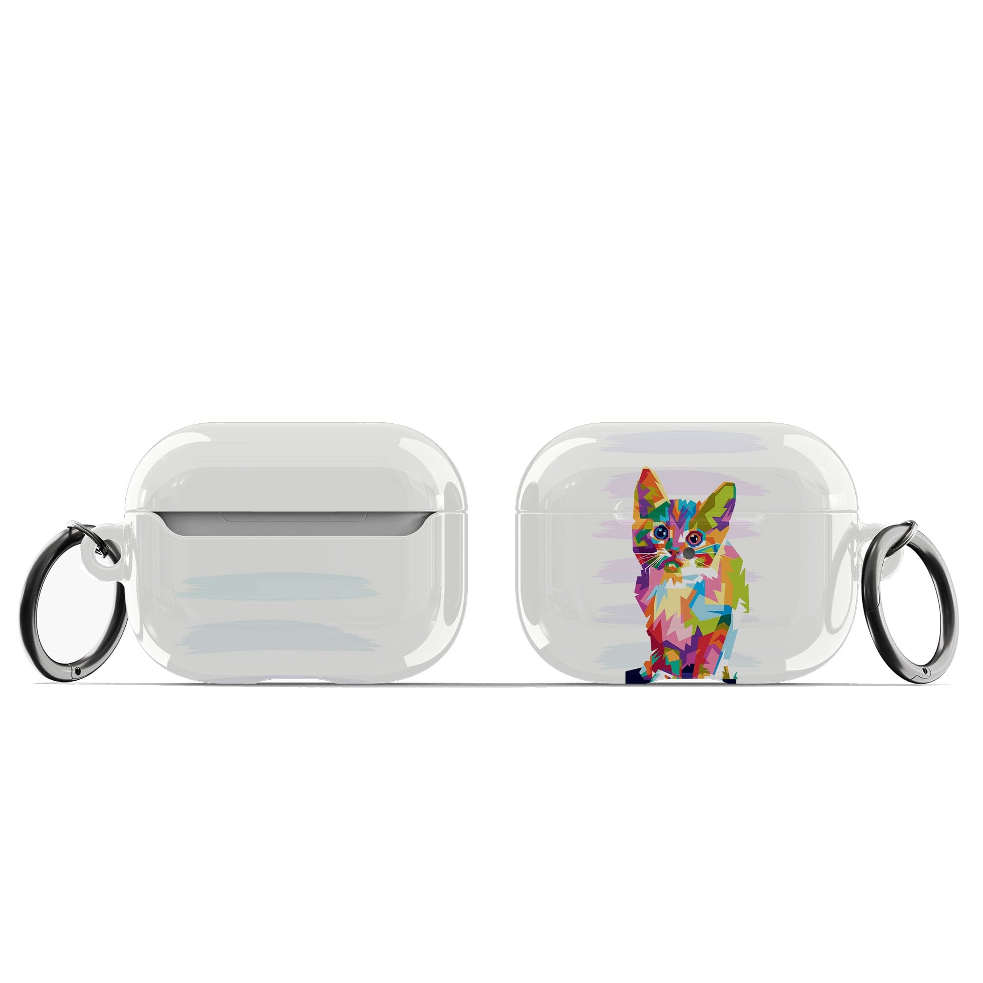 Fractal Canvas | Abstract Cat Apple AirPods Case for AirPods 3 & AirPods Pro 1&2 Black