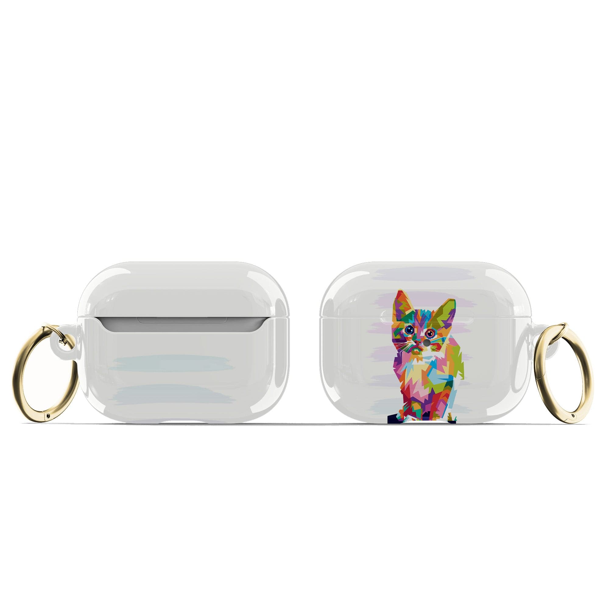 Fractal Canvas | Abstract Cat Apple AirPods Case for AirPods 3 & AirPods Pro 1&2 Gold