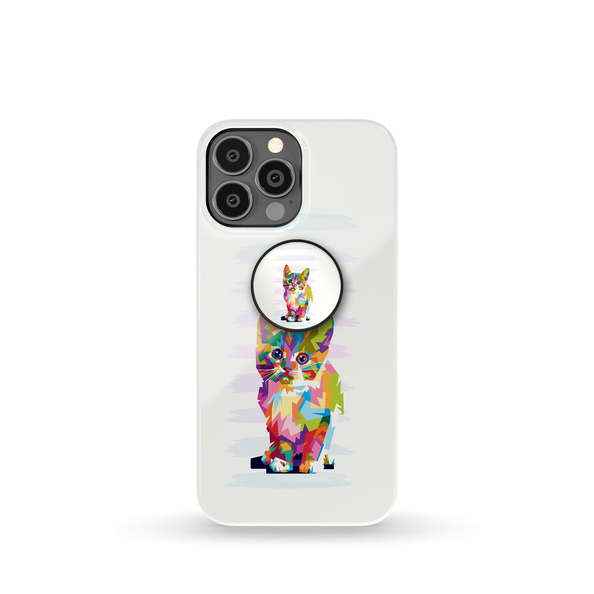 Fractal Canvas | Abstract Cat Foldable Phone Grip in Black