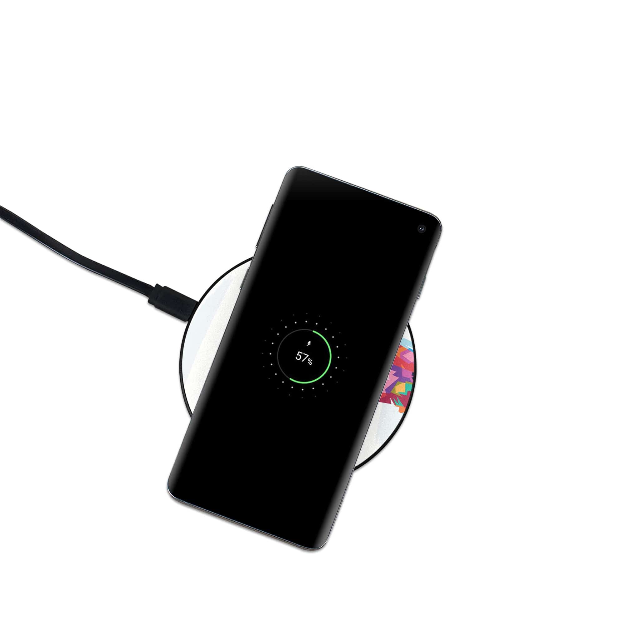 Fractal Canvas | Abstract Cat Wireless Charging Pad in Black