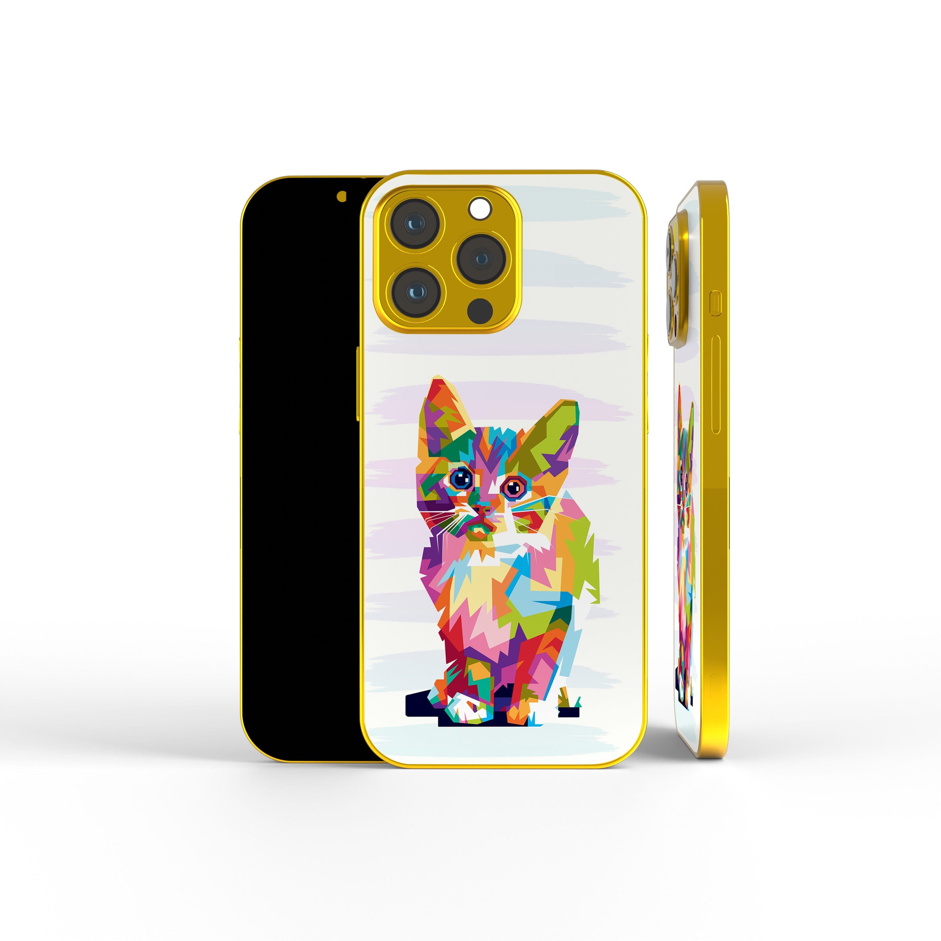 Fractal Canvas | Abstract Cat Precious Metals Case in Gold