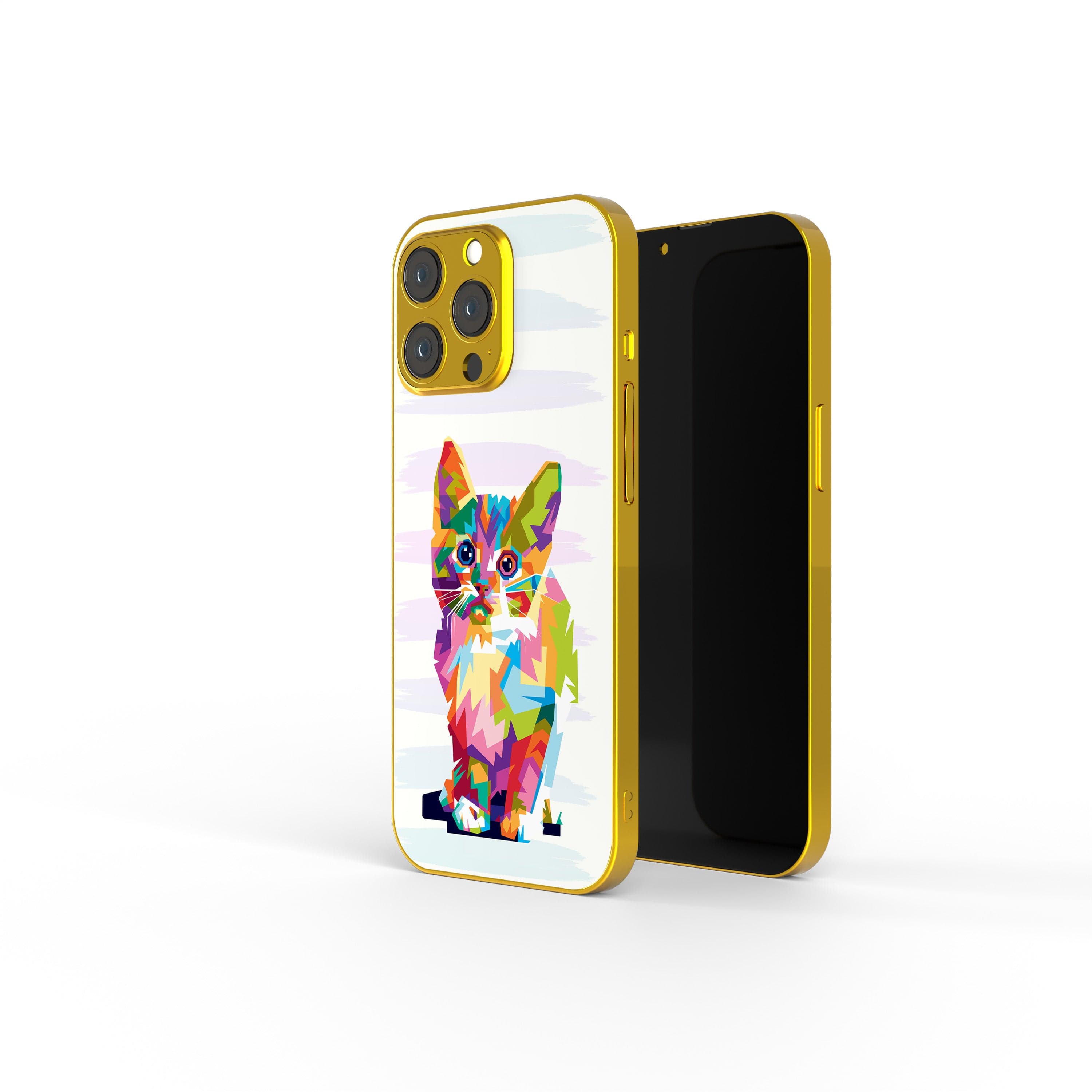 Fractal Canvas | Abstract Cat Precious Metals Case in Gold