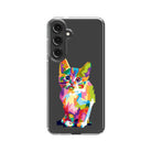 Fractal Canvas | Abstract Cat Samsung Case Clear for Galaxy S24 Plus