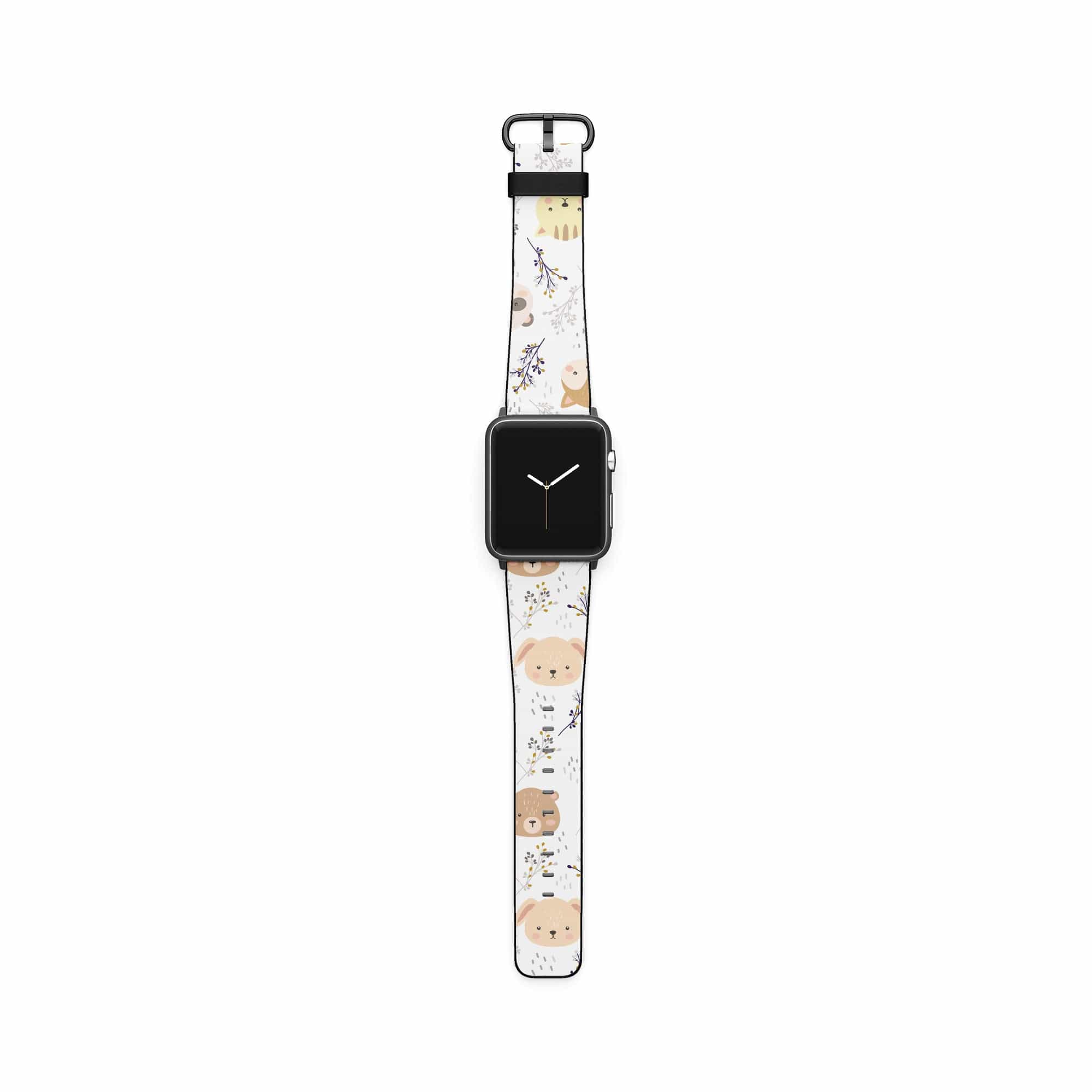 Furry Forest | Woodland Creature Apple Watch Band for 38/40/41 mm Watch in Black