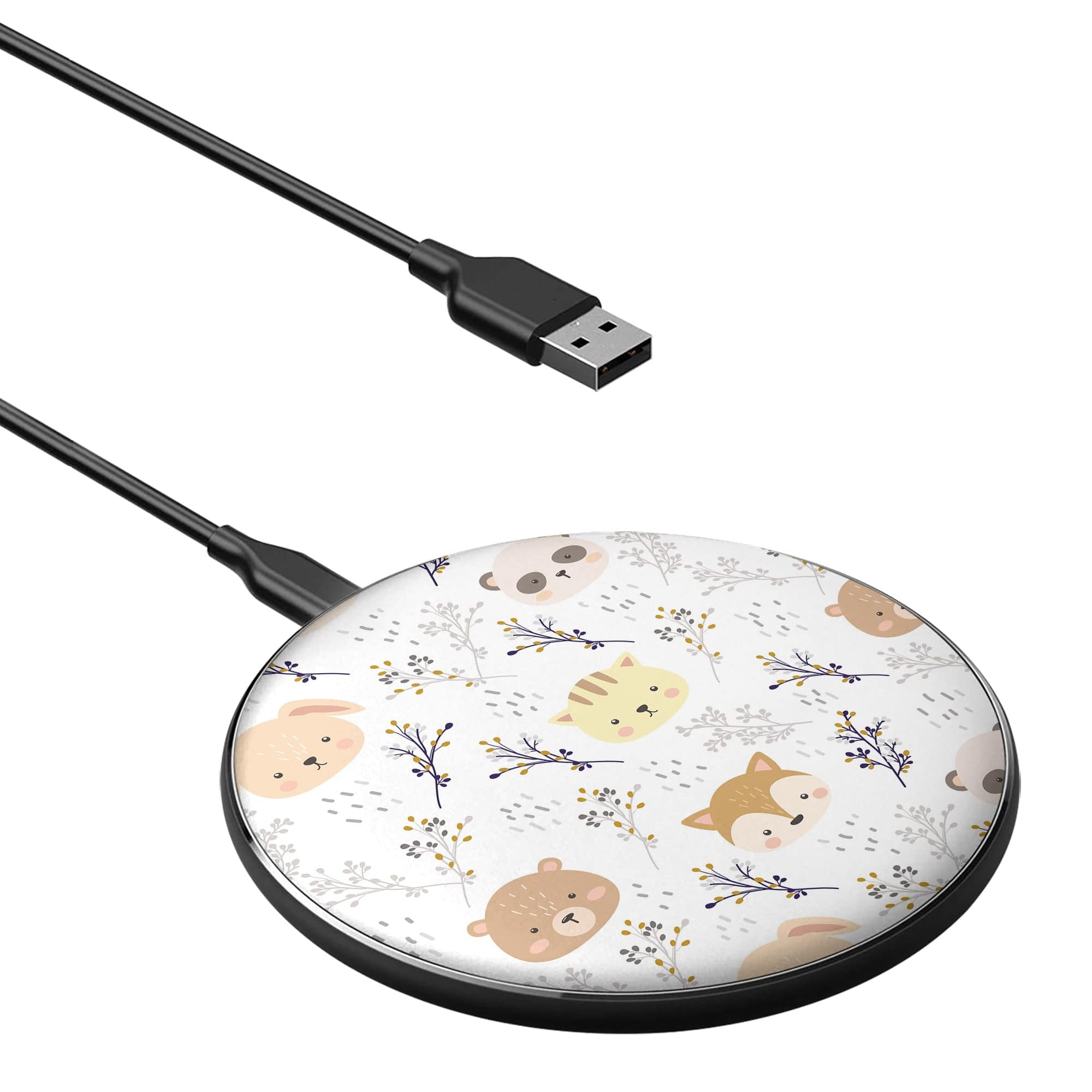 Furry Forest | Woodland Creature Wireless Charging Pad in Black