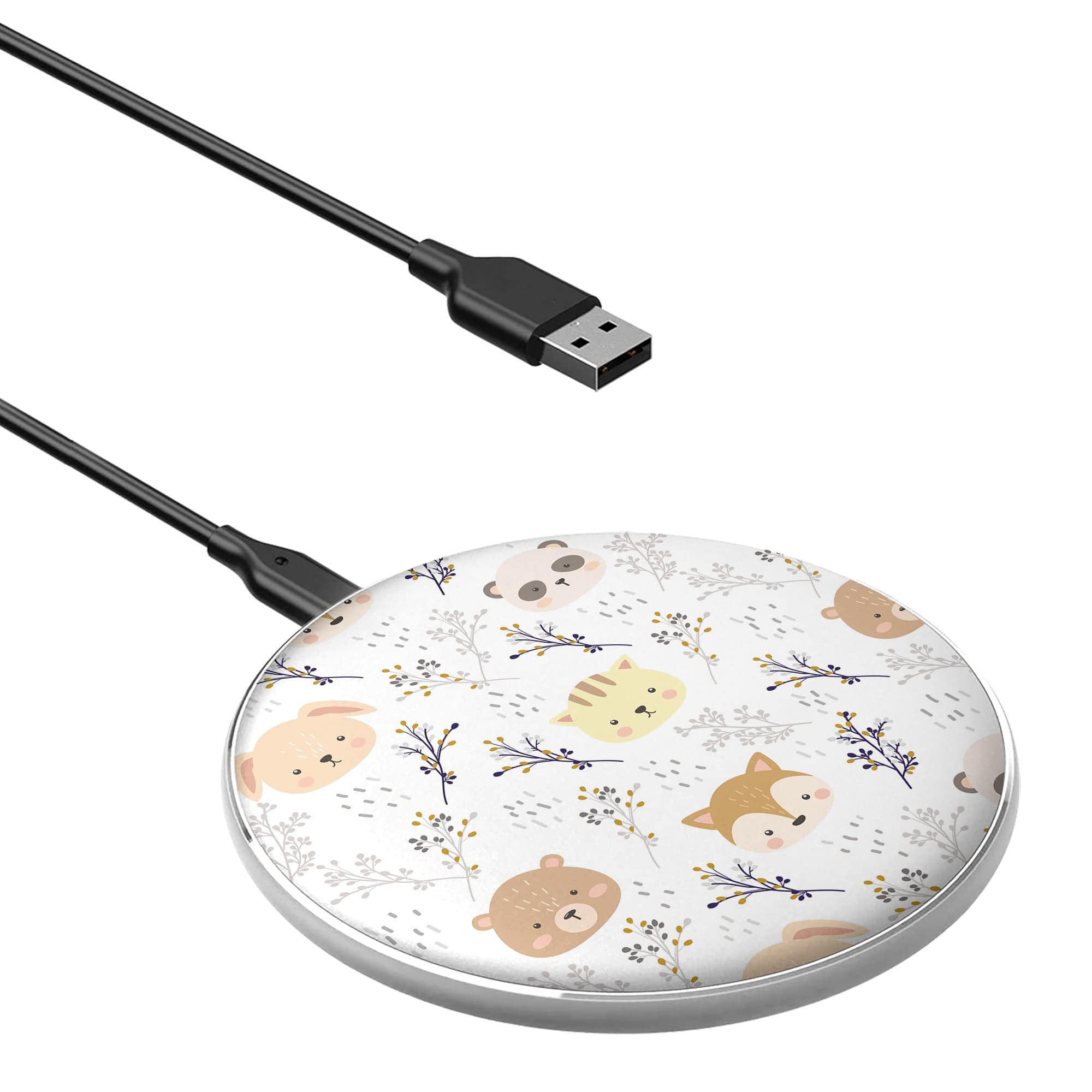 Furry Forest | Woodland Creature Wireless Charging Pad in Silver