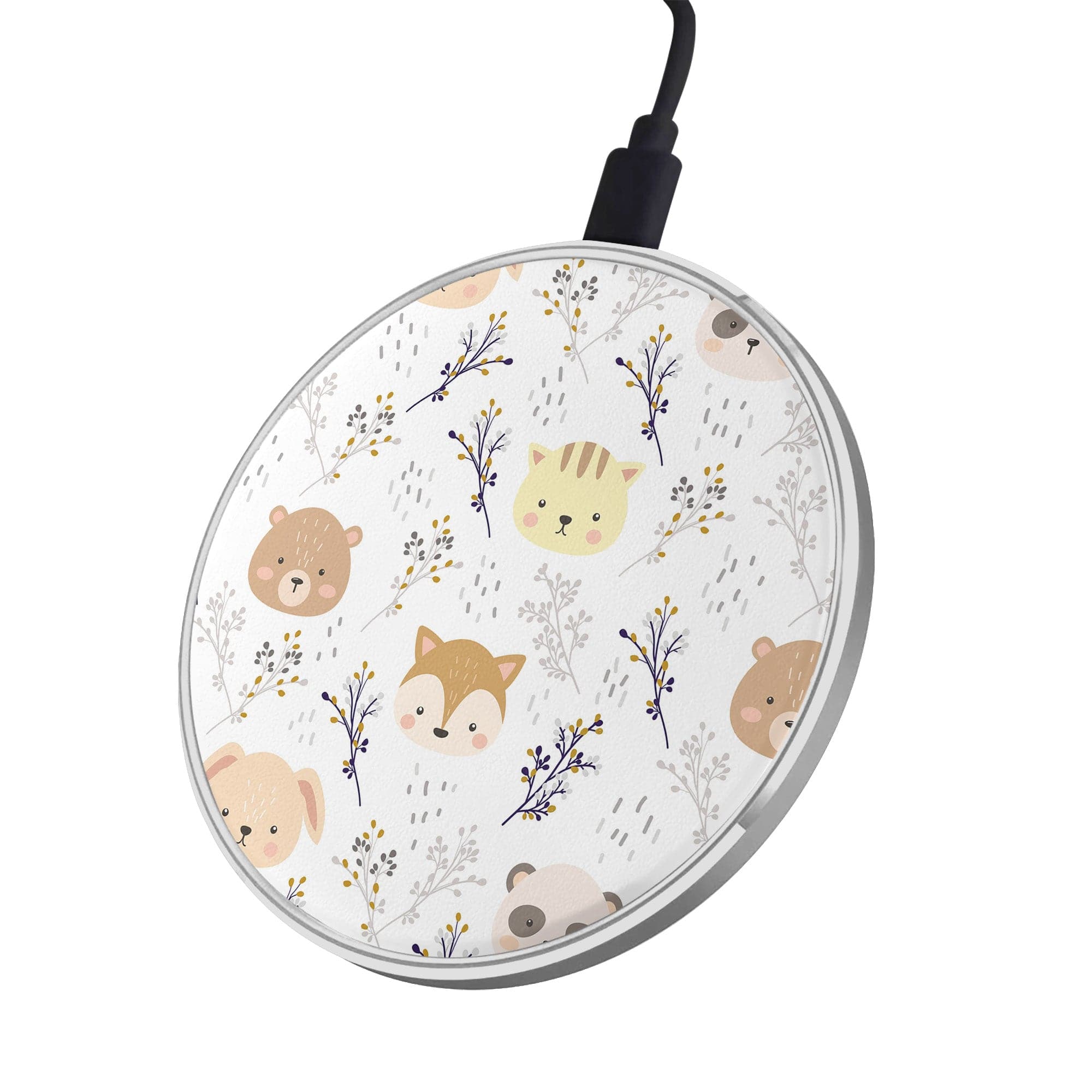 Furry Forest | Woodland Creature Wireless Charging Pad in Silver