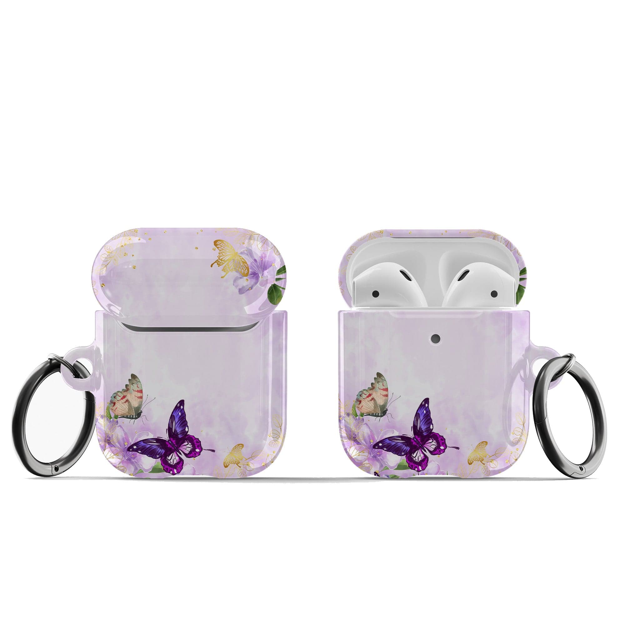 Gilded Flutters | Butterfly Apple AirPods Case for AirPods 1&2 Black