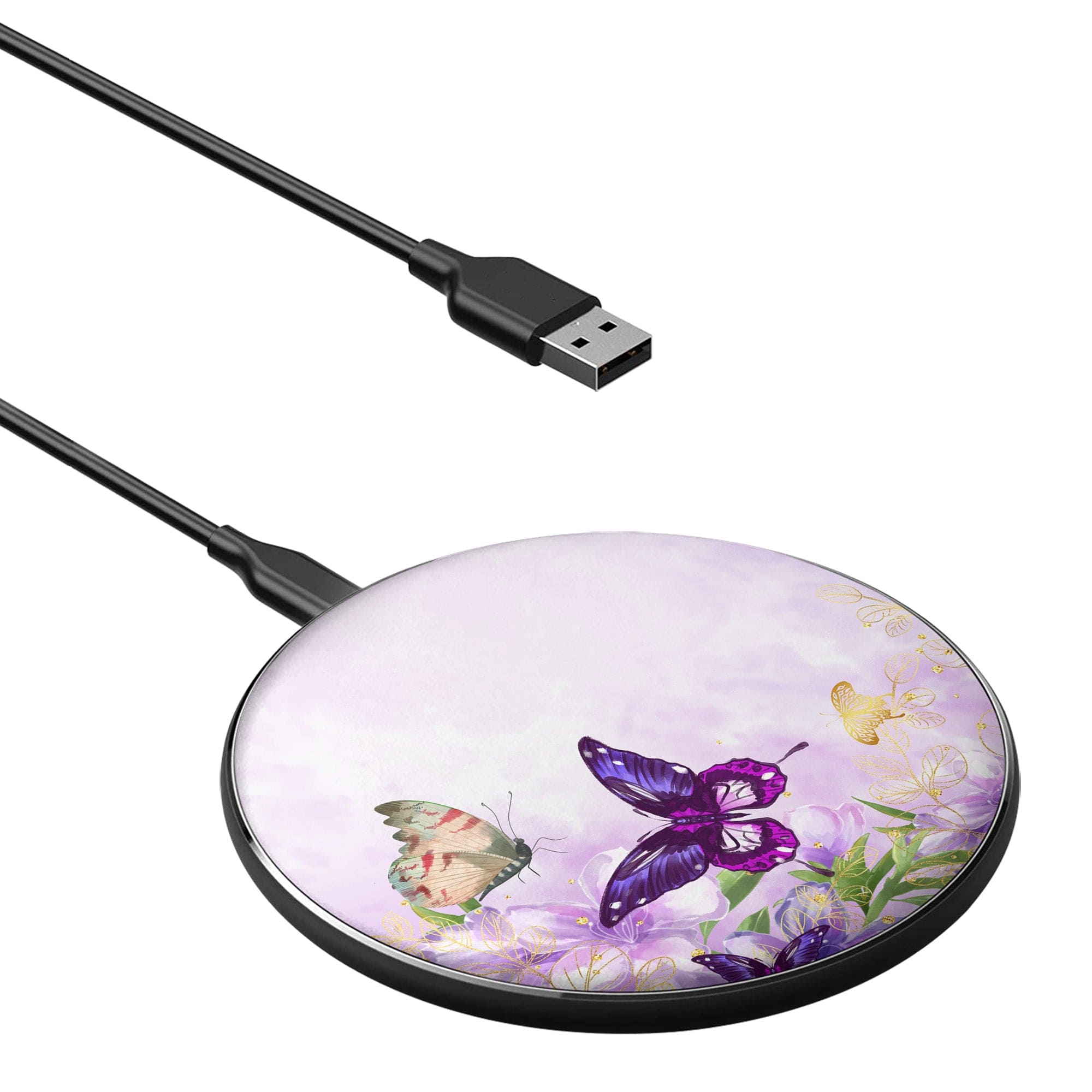 Gilded Flutters | Butterfly Wireless Charging Pad in Black