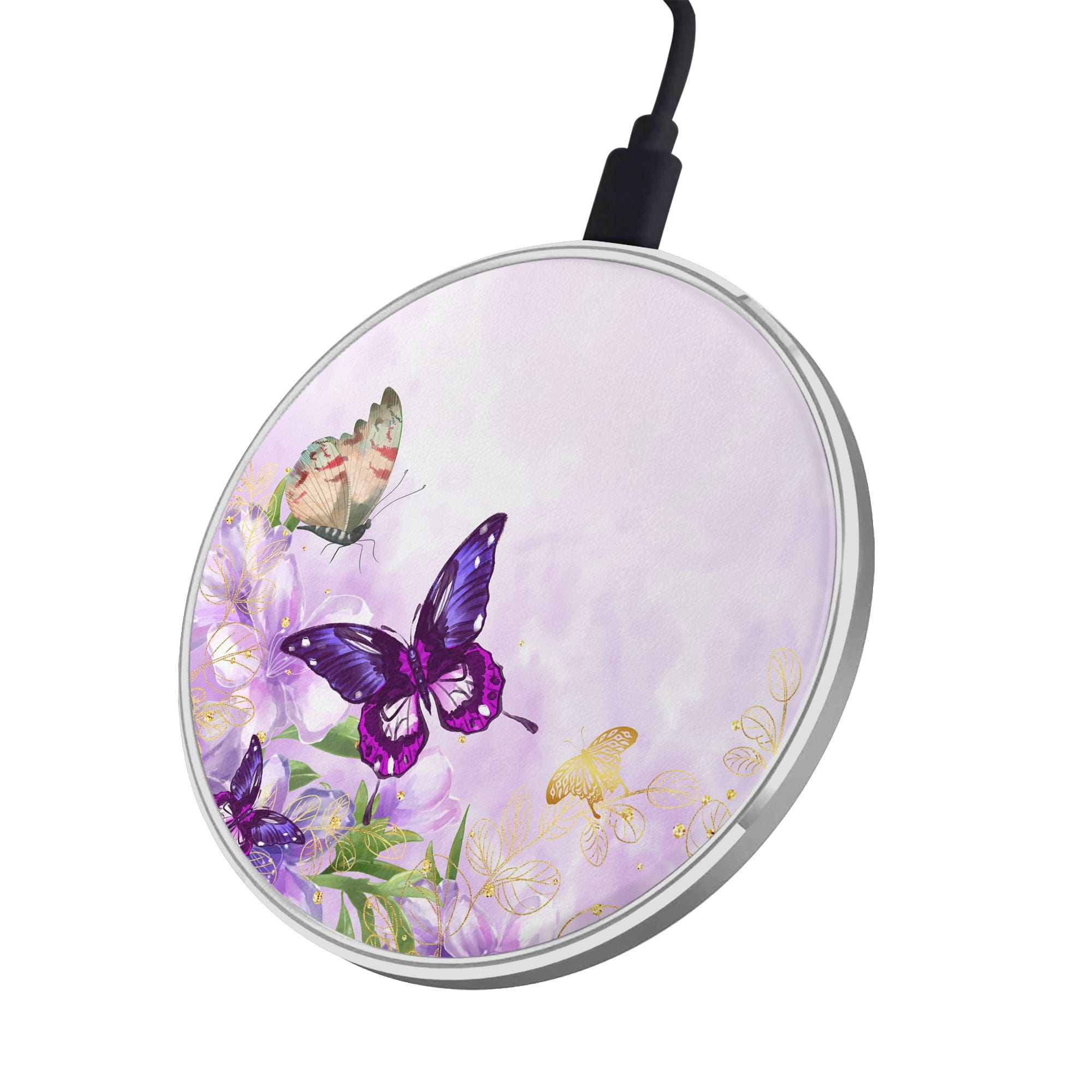 Gilded Flutters | Butterfly Wireless Charging Pad in Silver