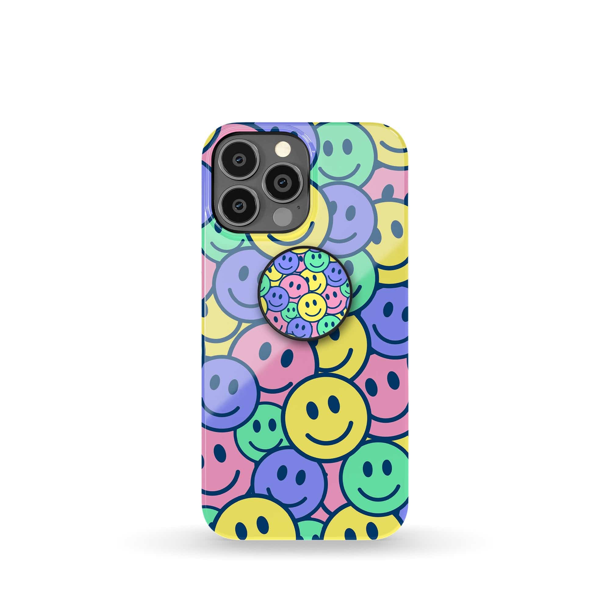 Groovy Smiles | Smiley Face Foldable Phone Grip in Black