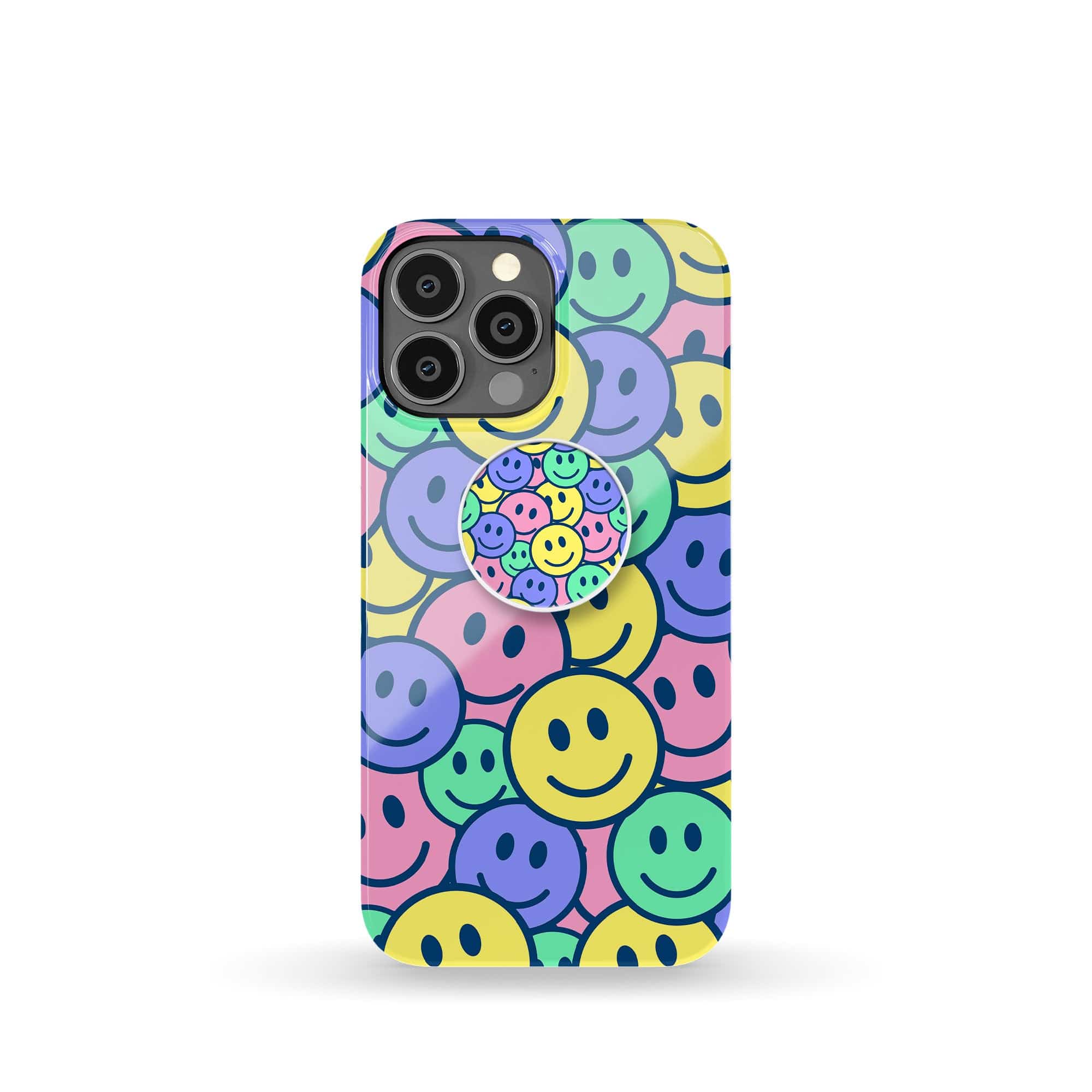 Groovy Smiles | Smiley Face Foldable Phone Grip in White