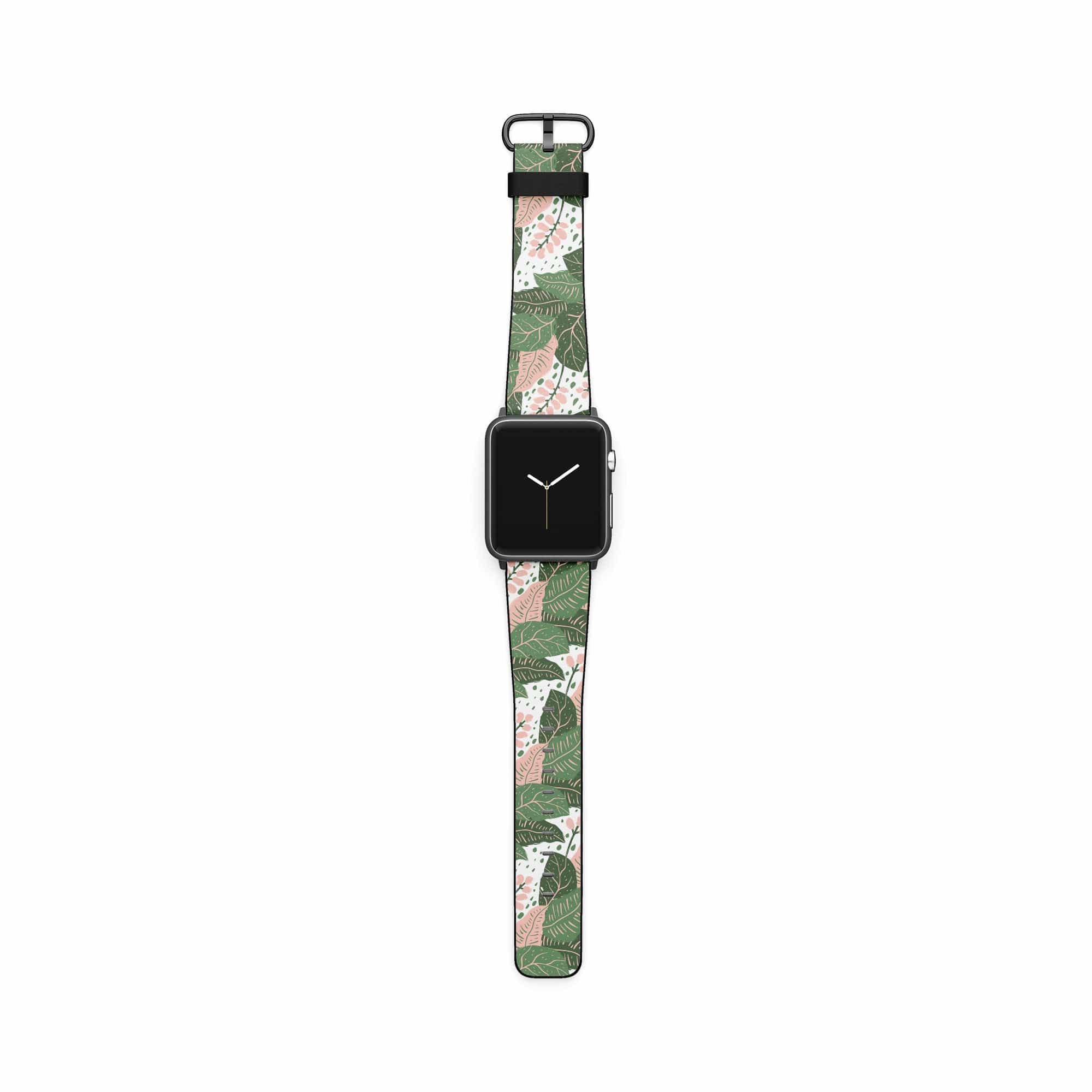 Laying in the Shade | Tropical Leaves Floral Apple Watch Band for 38/40/41 mm Watch in Black