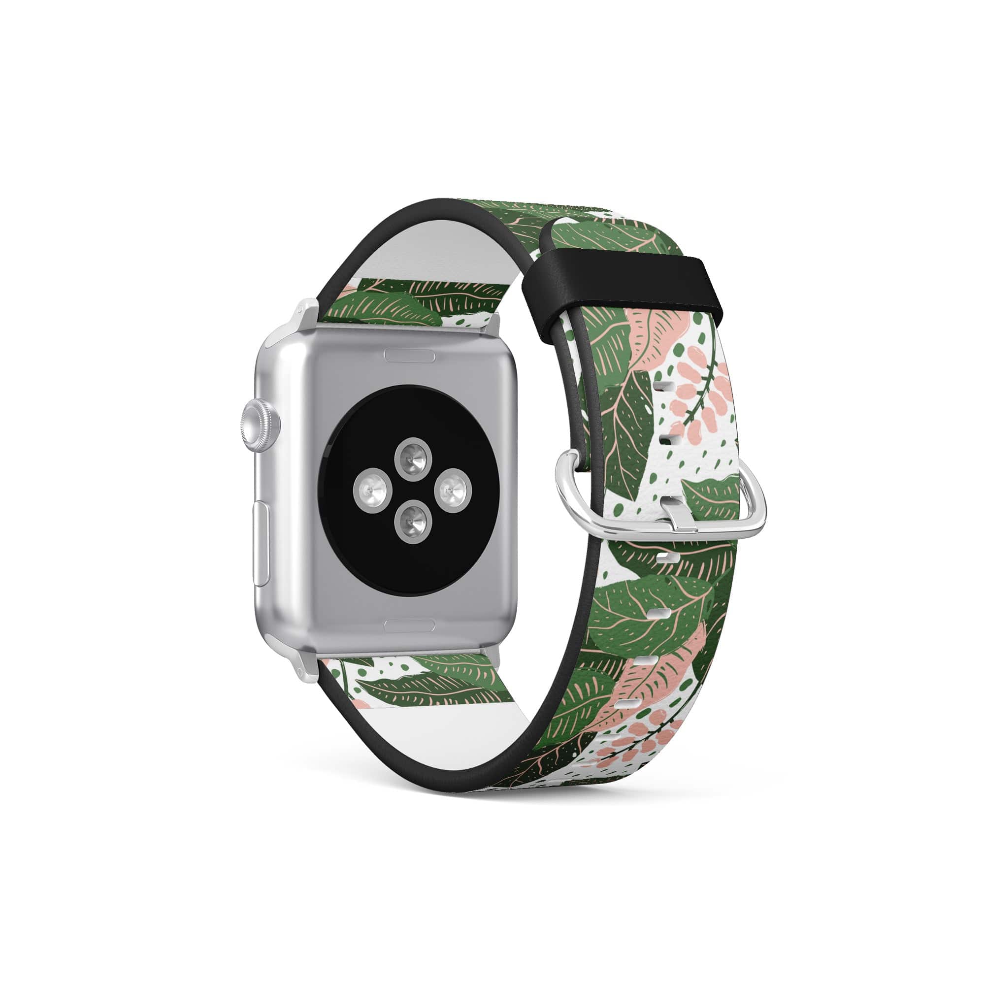 Laying in the Shade | Tropical Leaves Floral Apple Watch Band for 38/40/41 mm Watch in Silver