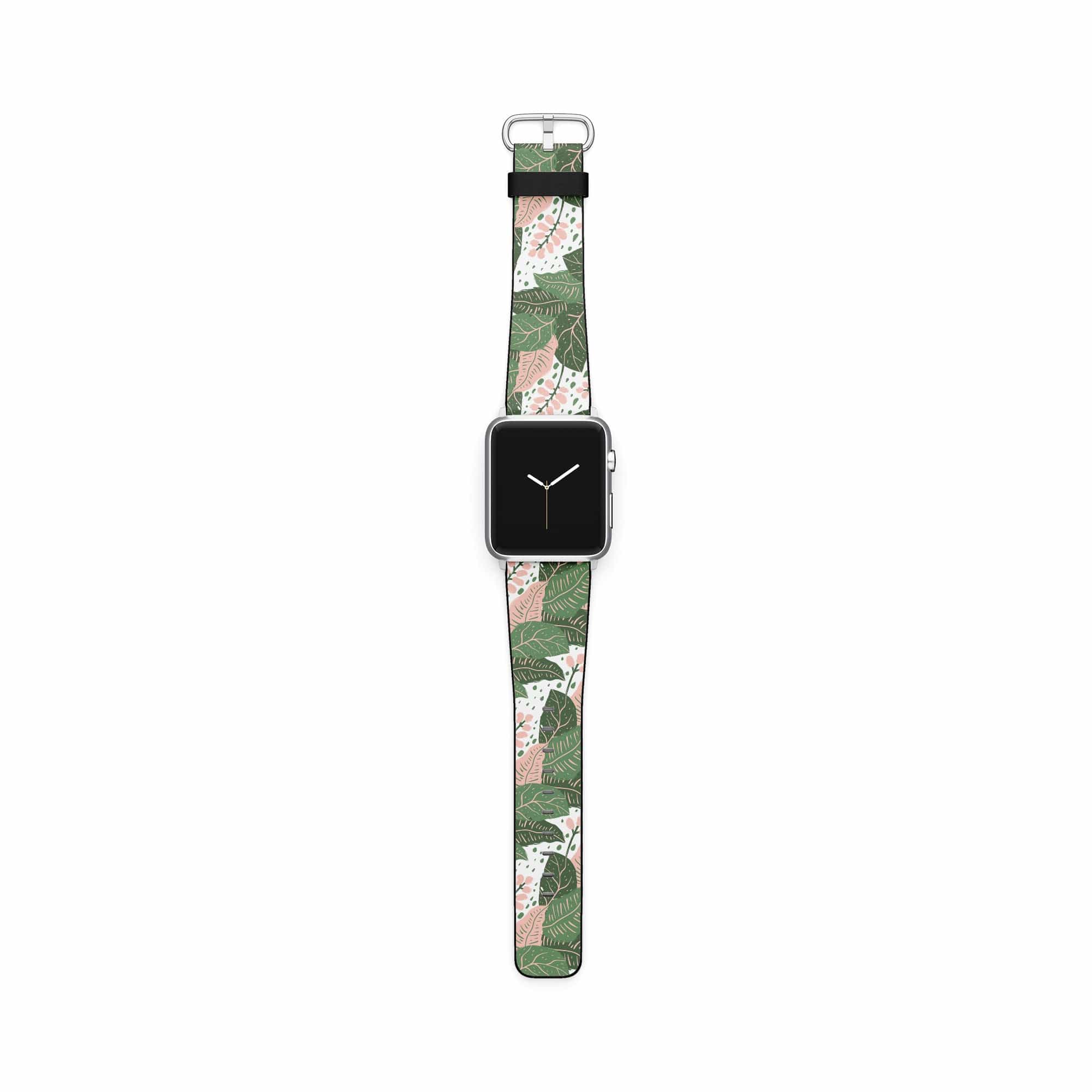 Laying in the Shade | Tropical Leaves Floral Apple Watch Band for 38/40/41 mm Watch in Silver