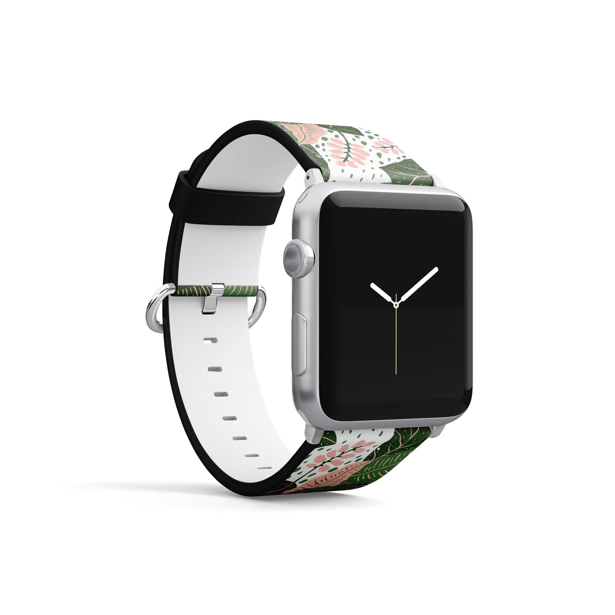 Laying in the Shade | Tropical Leaves Floral Apple Watch Band for 38/40/41 mm Watch in Silver