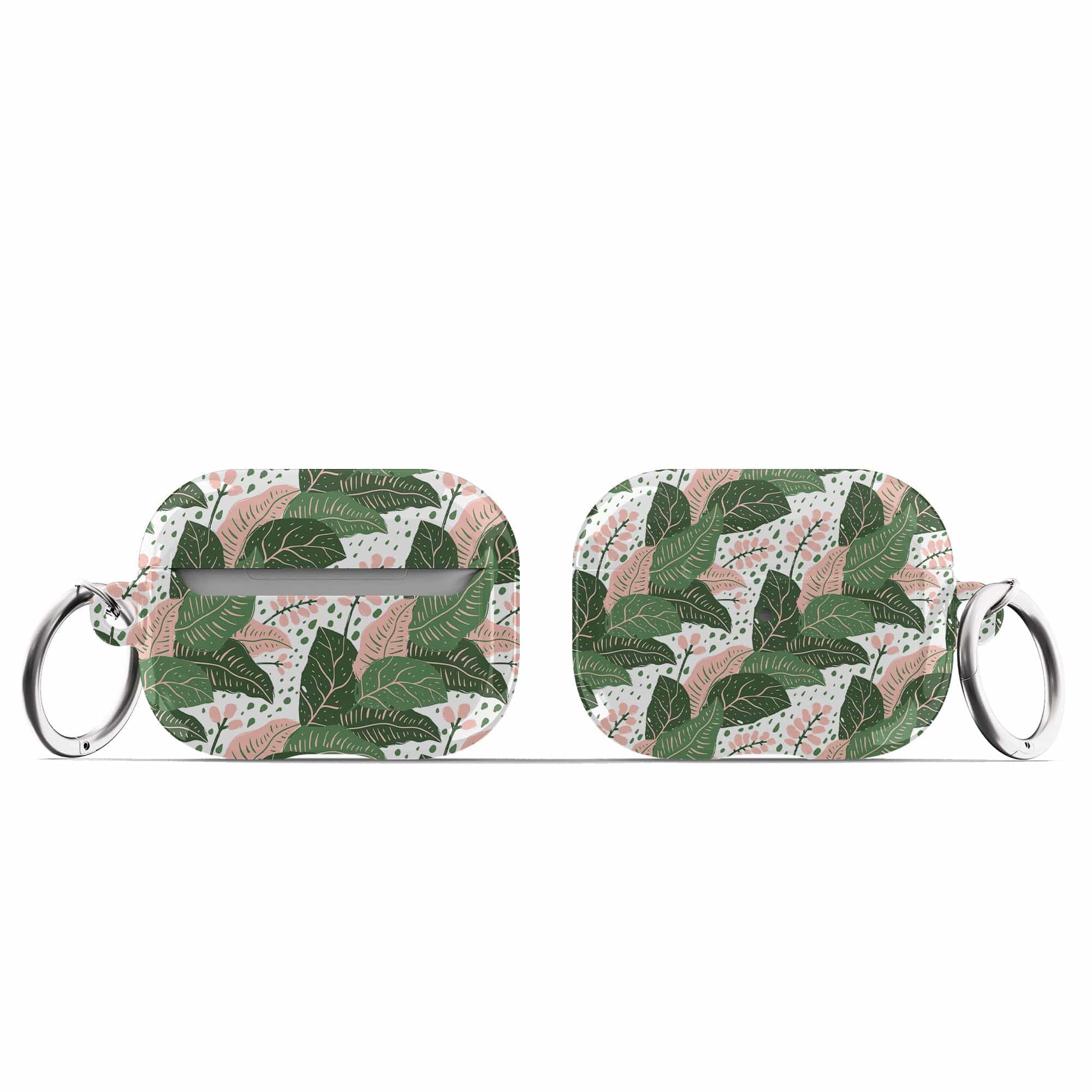 Laying in the Shade | Tropical Leaves Floral Apple AirPods Case for AirPods 3 & AirPods Pro 1&2 Silver