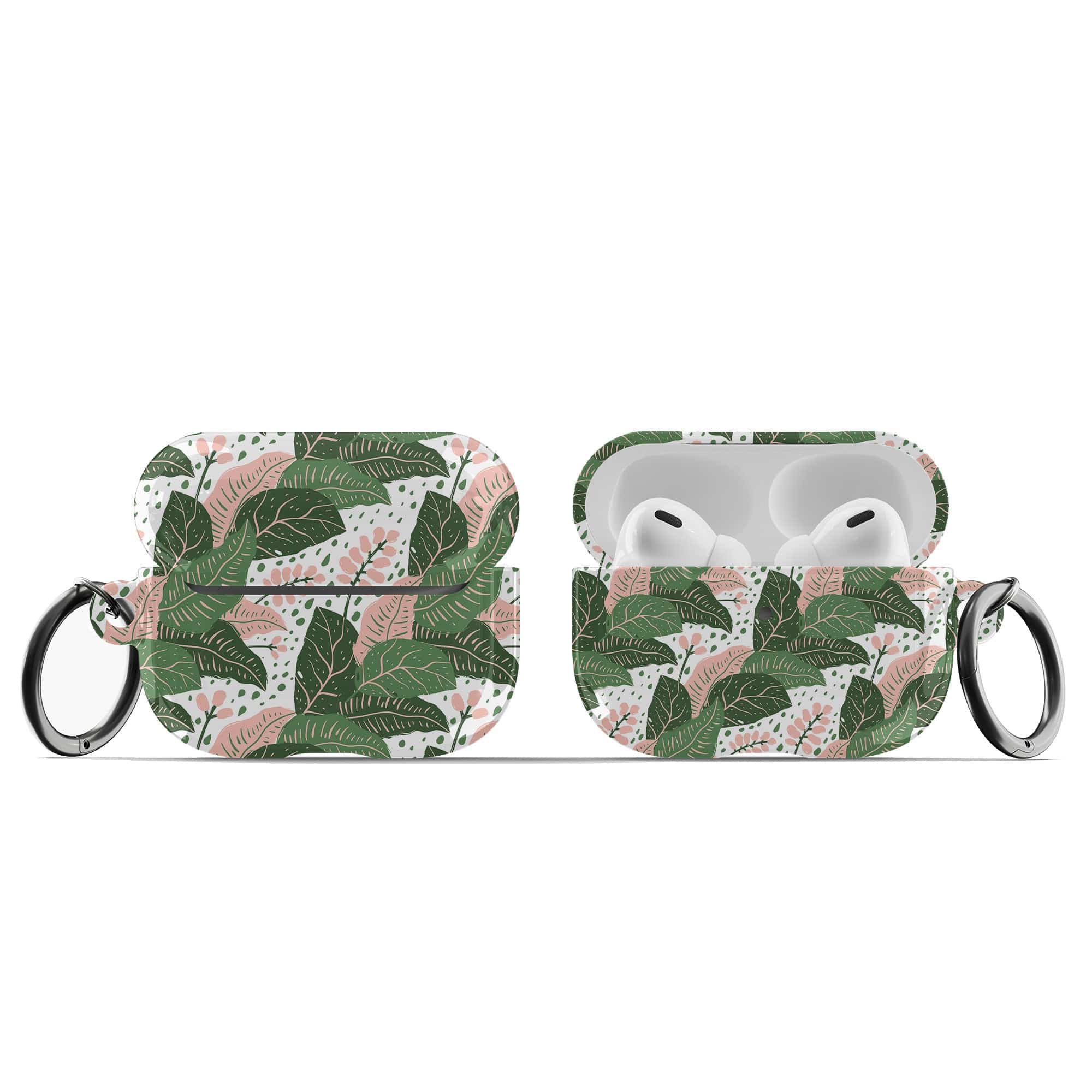 Laying in the Shade | Tropical Leaves Floral Apple AirPods Case for AirPods 3 & AirPods Pro 1&2 Black