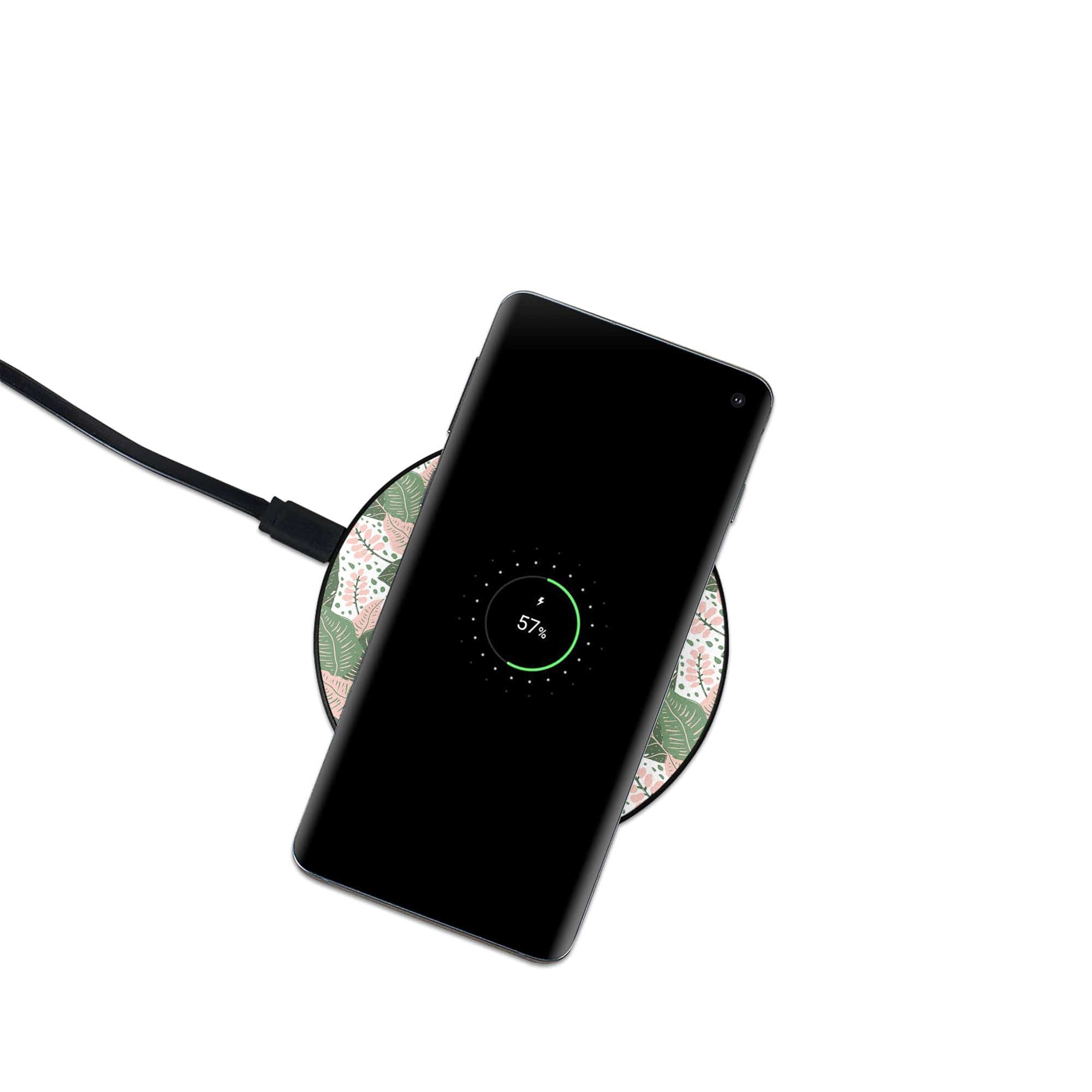 Laying in the Shade | Tropical Leaves Floral Wireless Charging Pad in Black