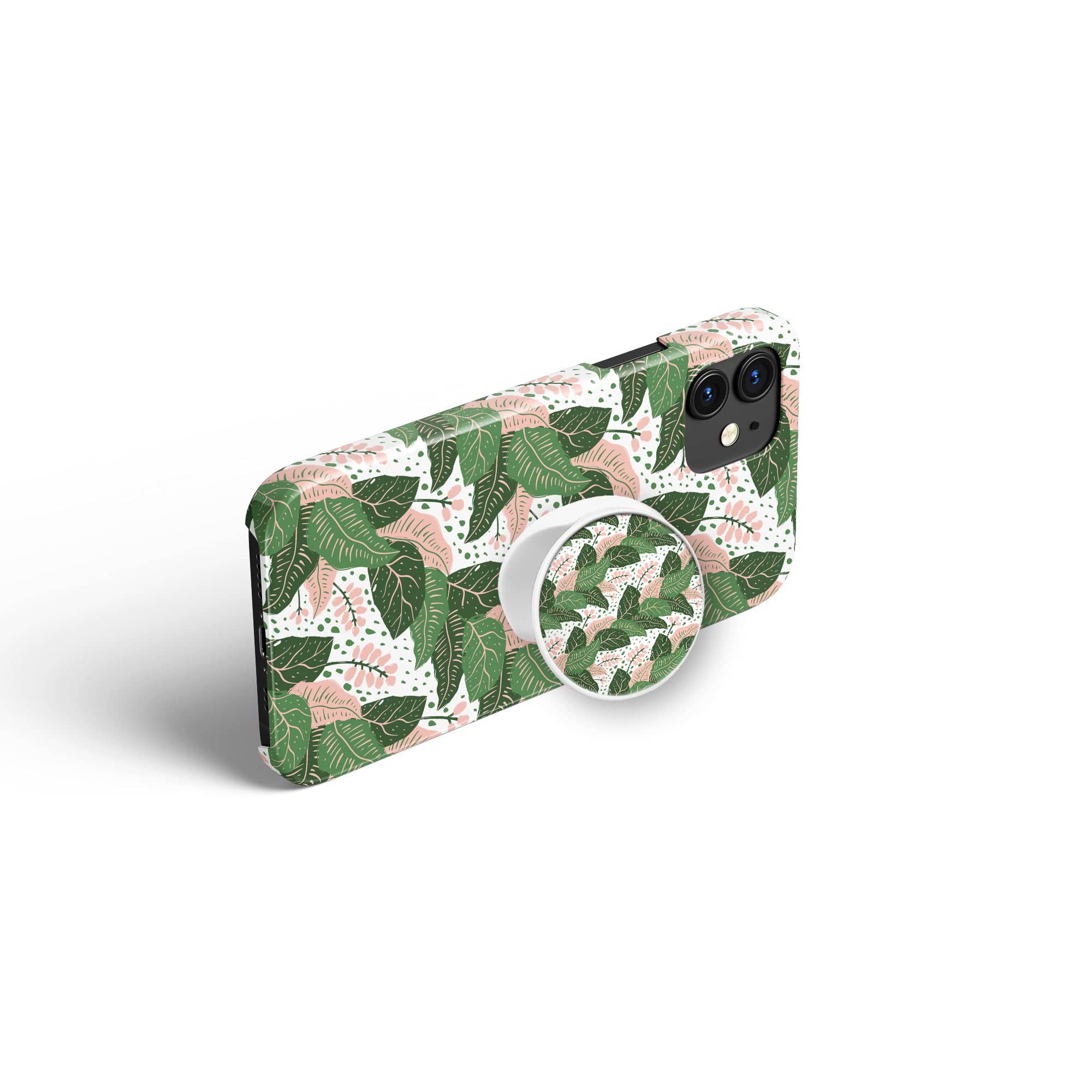 Laying in the Shade | Tropical Leaves Floral Foldable Phone Grip in White