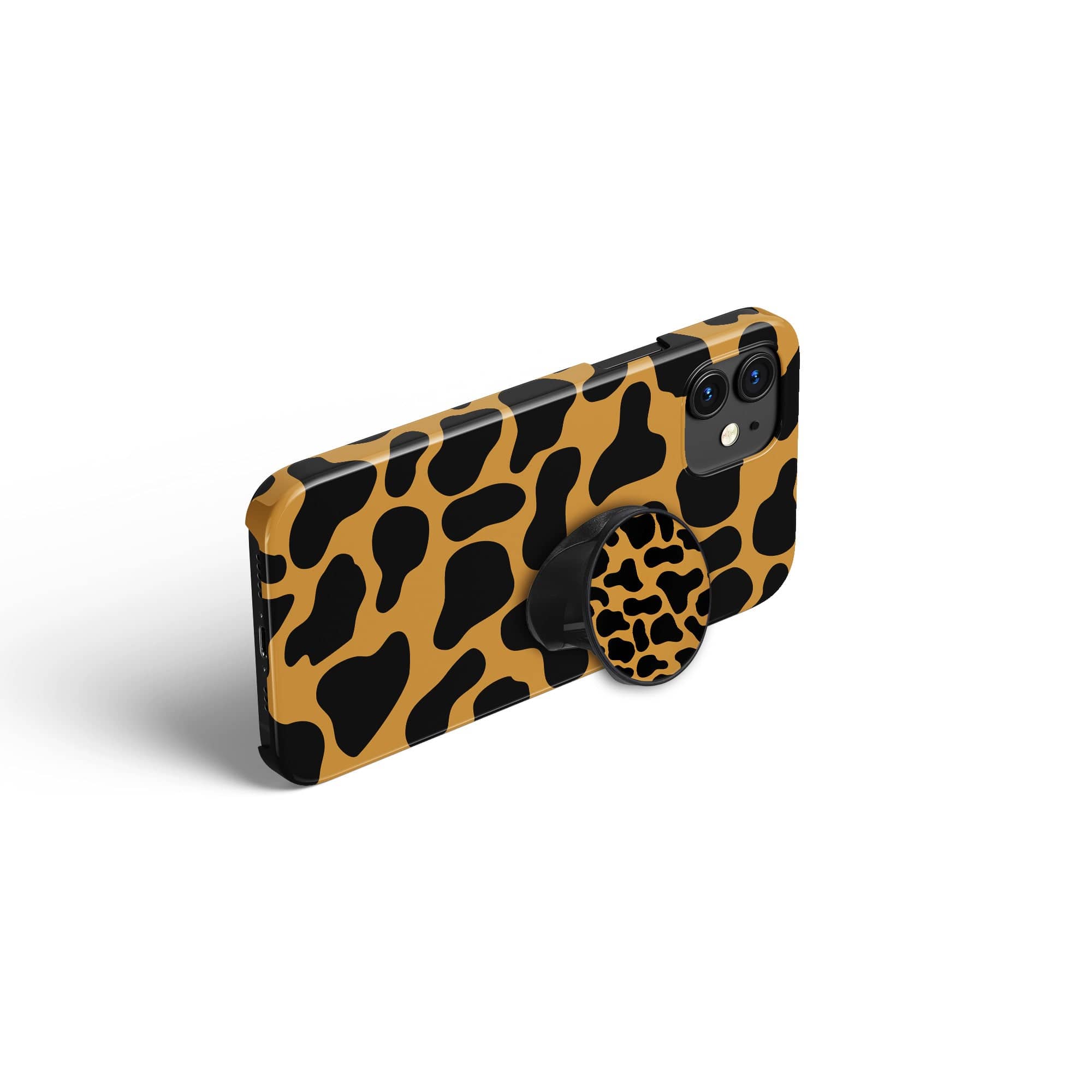 Long Reach | Giraffe Print Foldable Phone Grip in Black