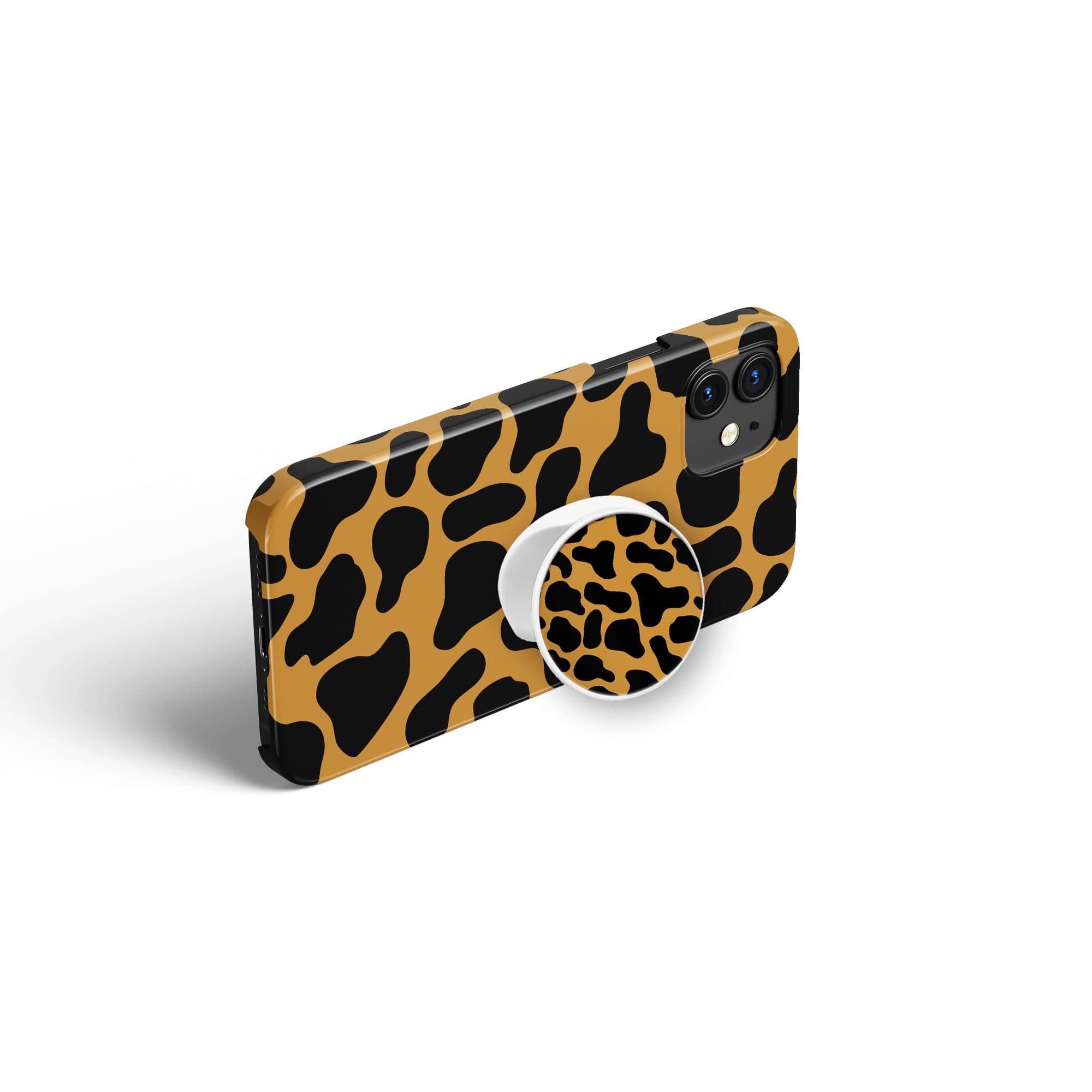 Long Reach | Giraffe Print Foldable Phone Grip in White