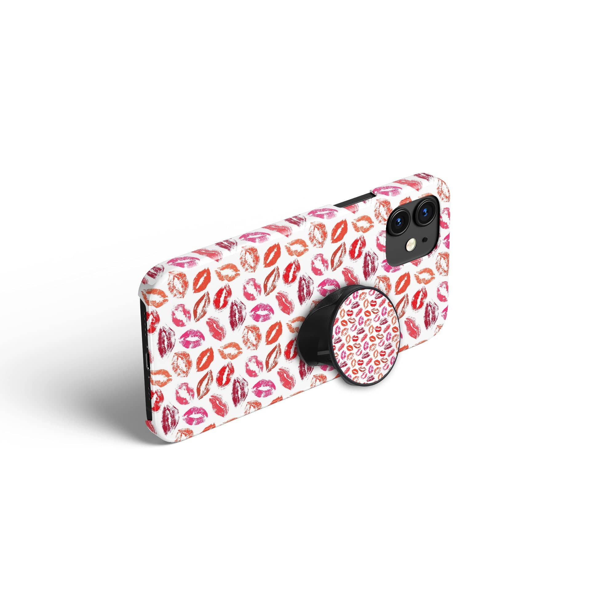 Love Note | Lip Print Foldable Phone Grip in Black