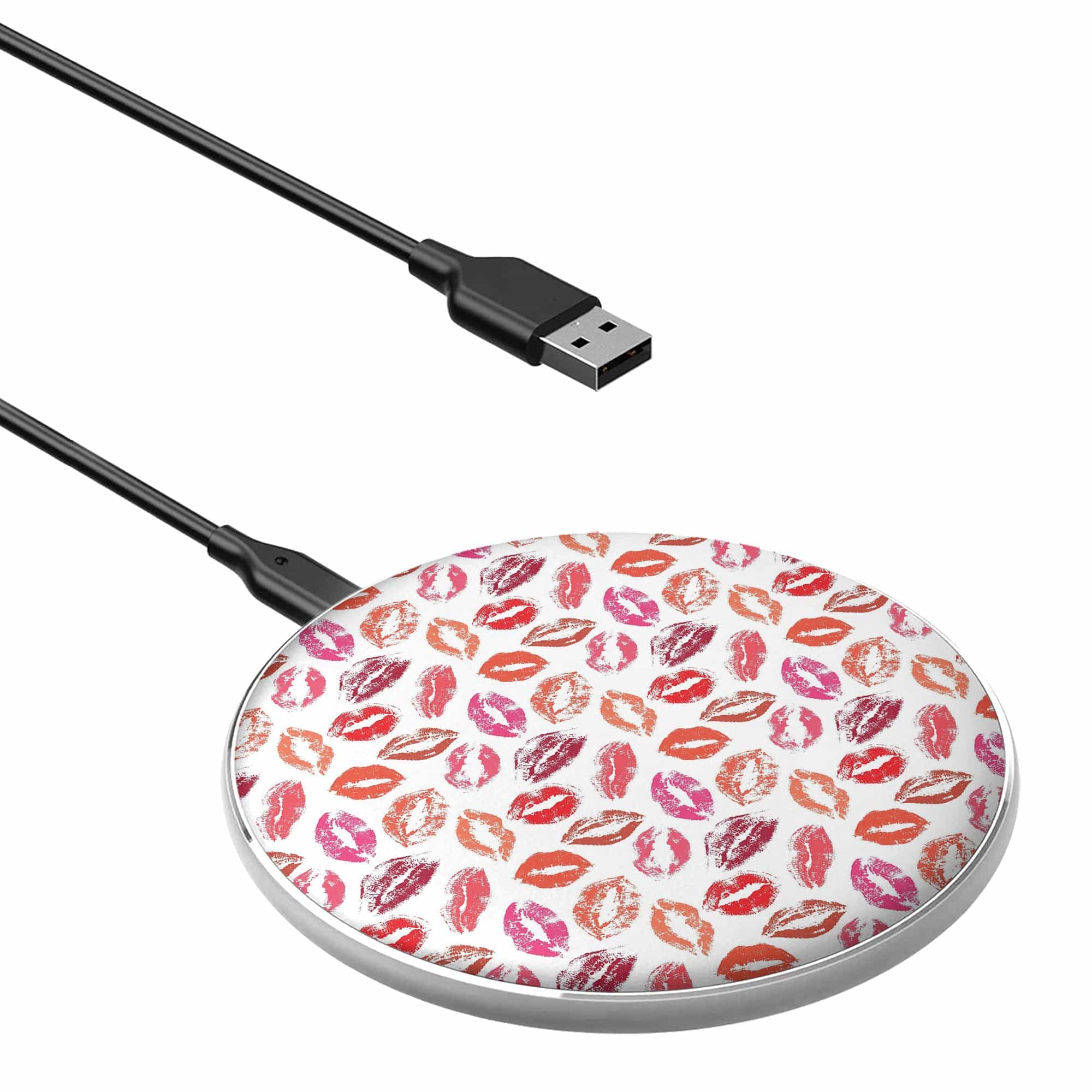 Love Note | Lip Print Wireless Charging Pad in Silver