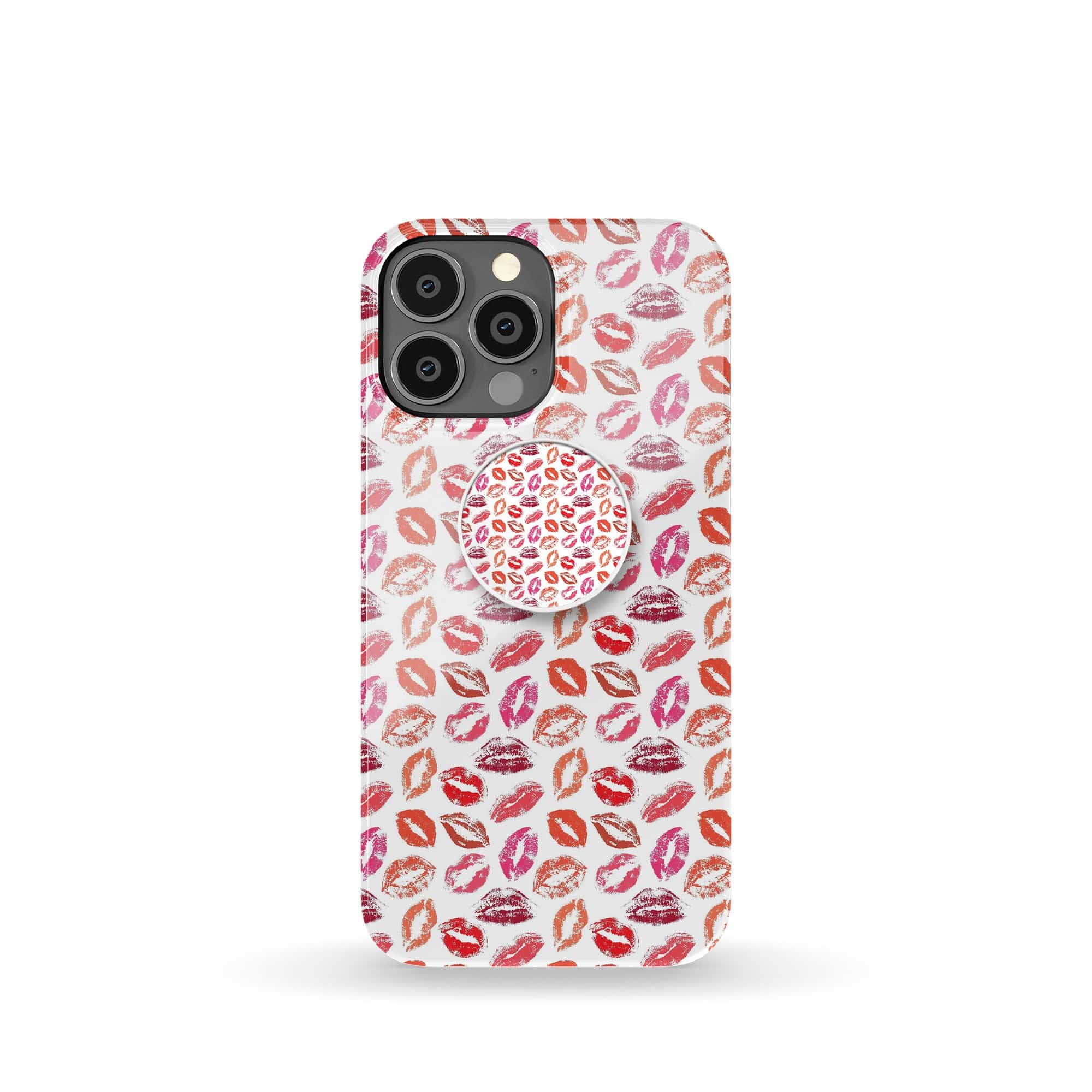 Love Note | Lip Print Foldable Phone Grip in White